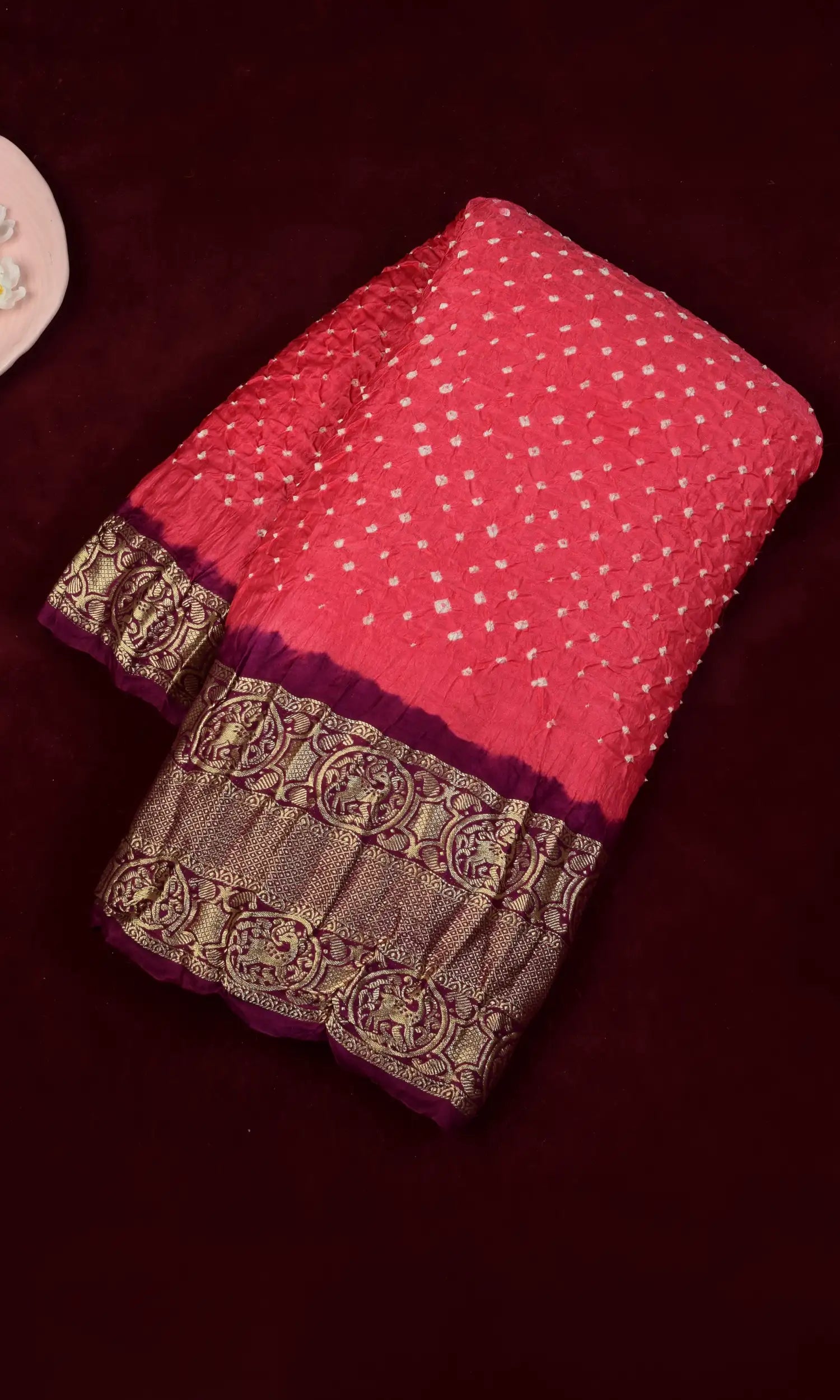 Gaji Kanjiwaram Bandhani Saree