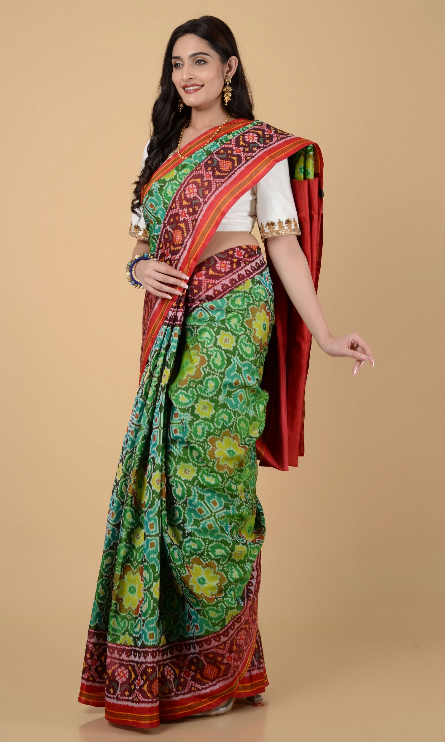 Single Ikat Patola Saree Mango Flower