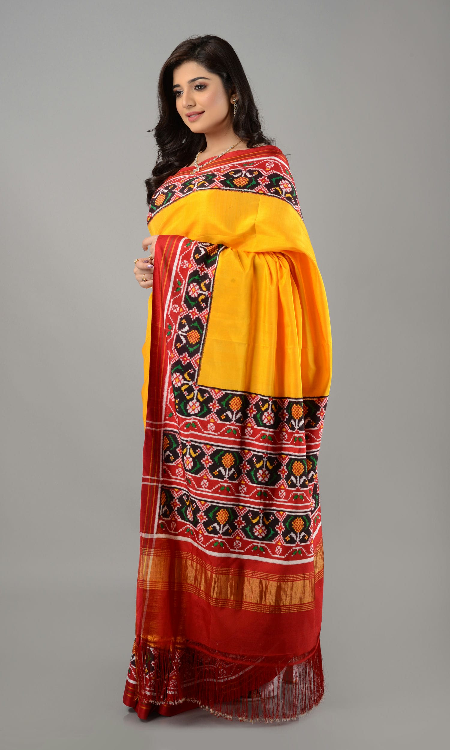 Double Ikat Patola Saree Gala Border