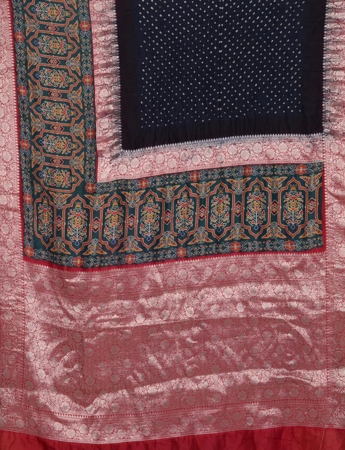 Kanjiwaram With Pichwai Print Bandhani Saree