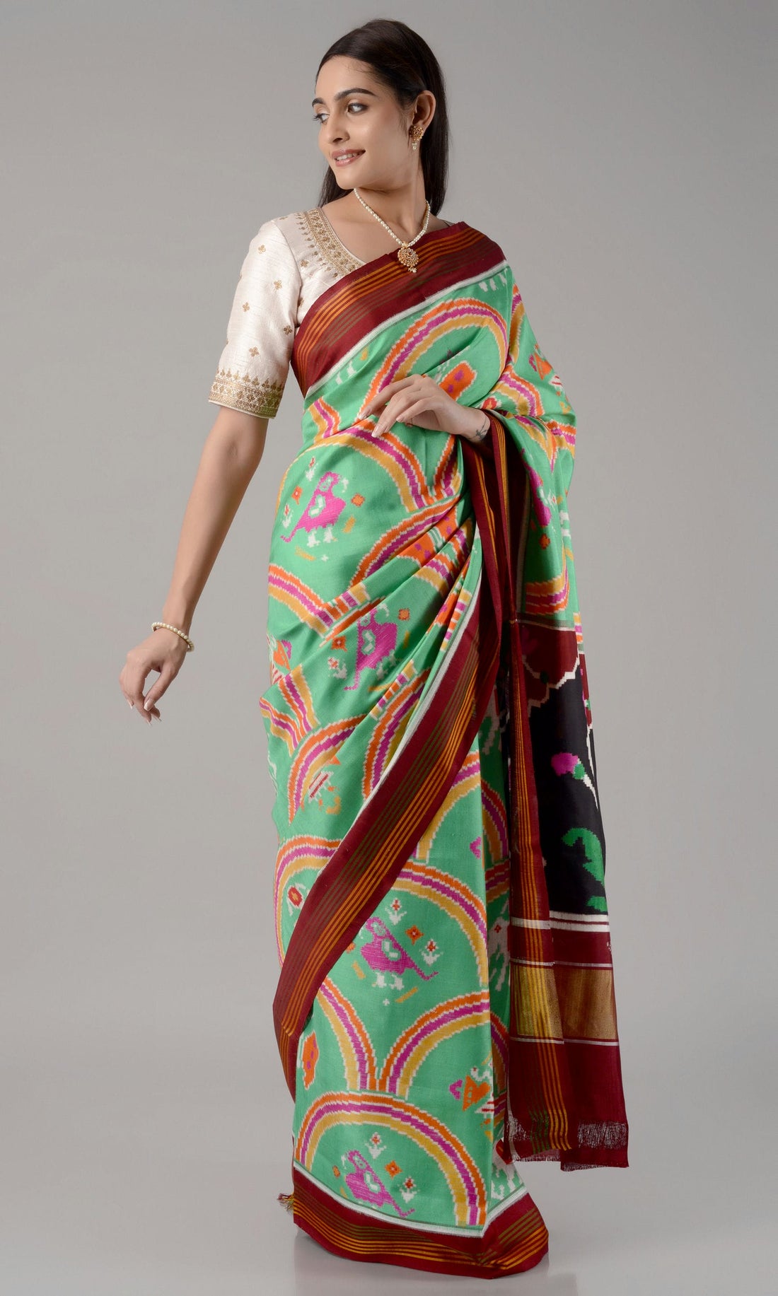 Double Ikat Patola Saree Traditional Motifs