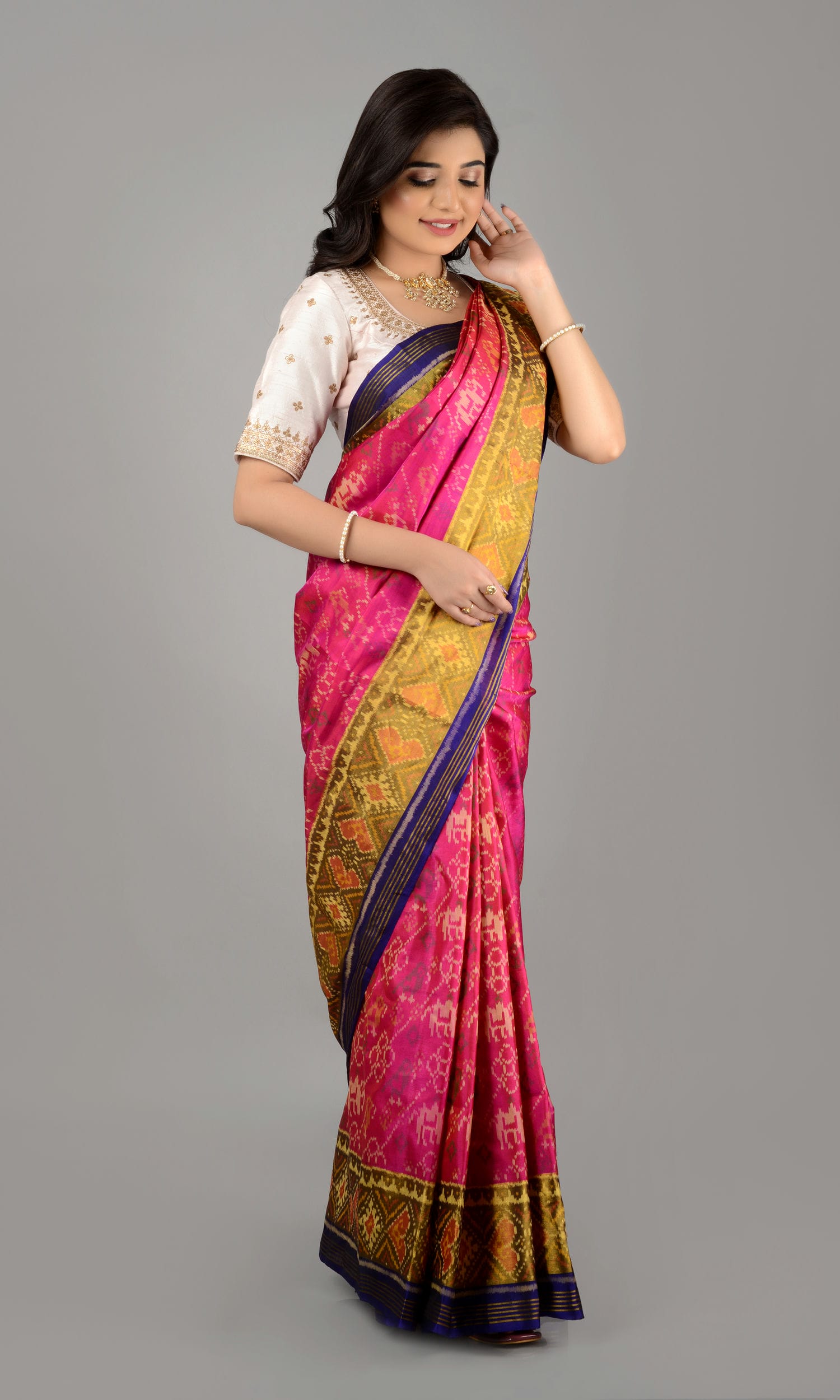 Rajkoti Patola Saree Elephant Parrot Laheriya