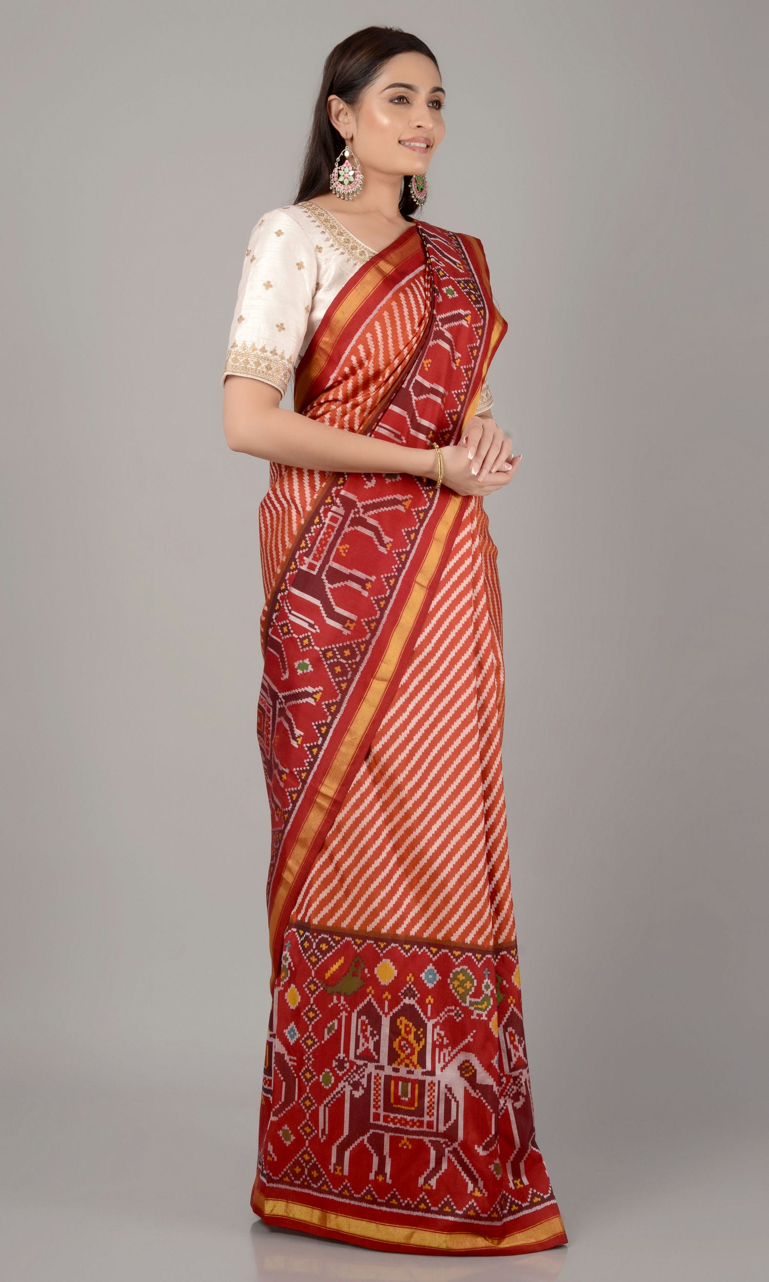 Single Ikat Patola Saree Hathi Ambari Scut Laheriya