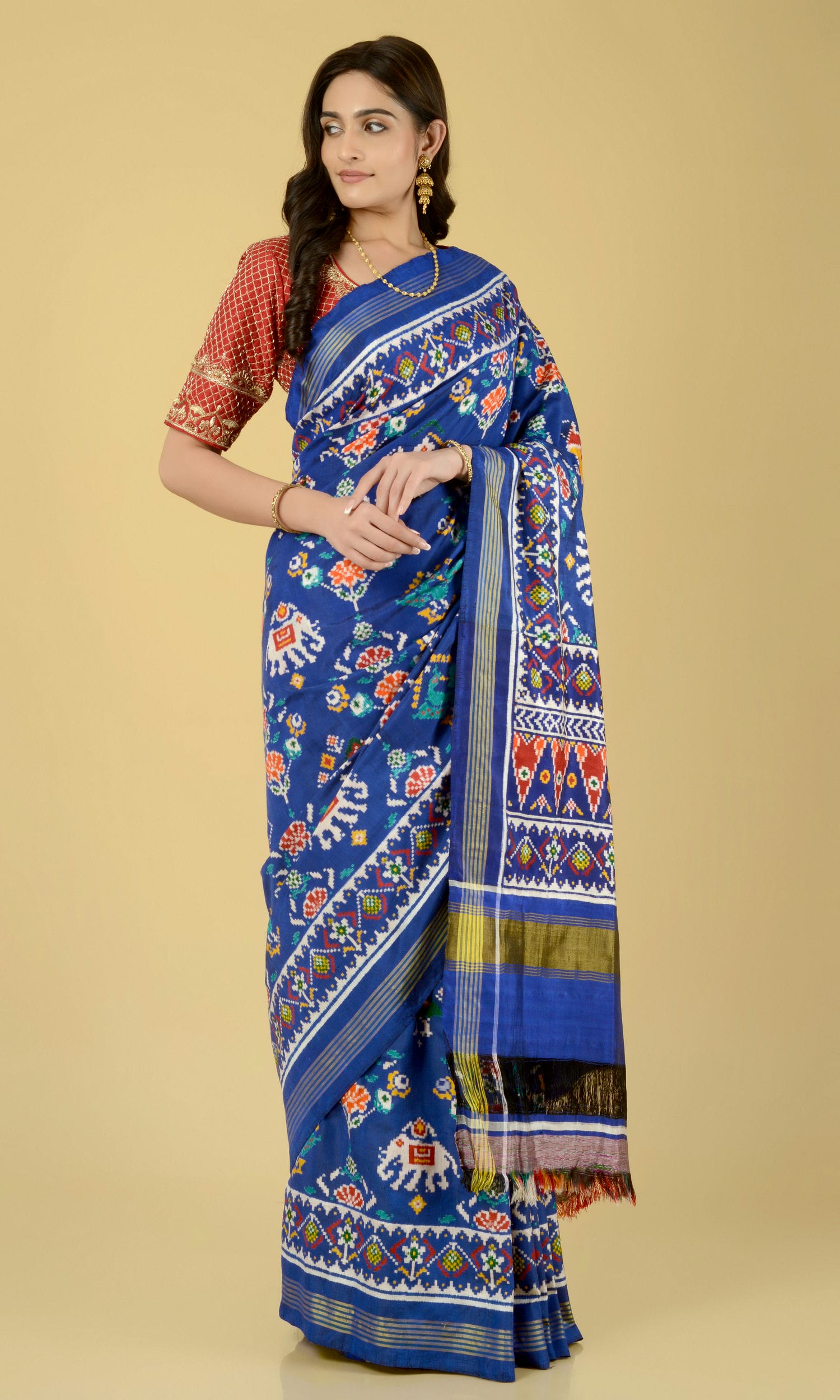 Double Ikat Patola Saree Nari Kunj Flower