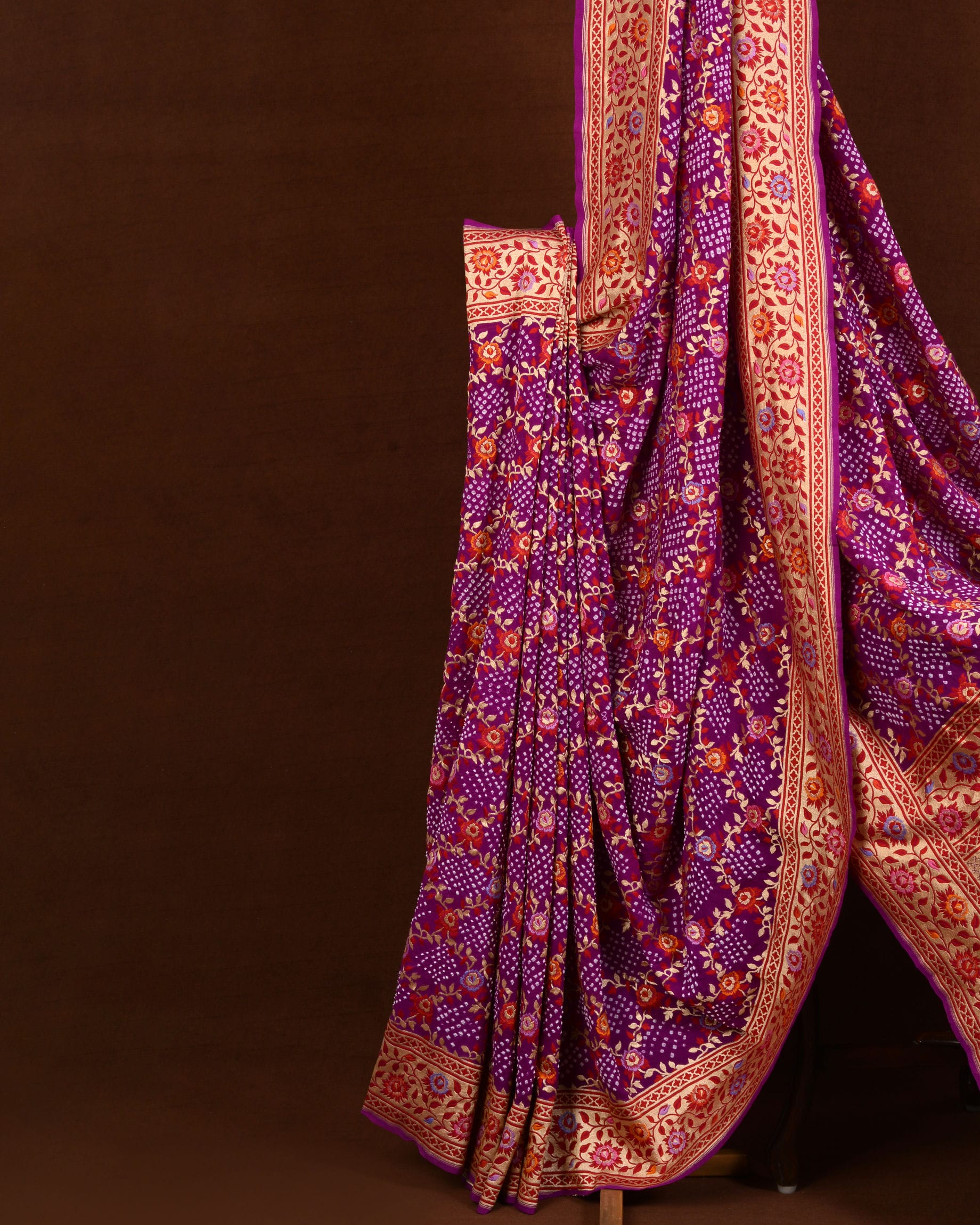 Banarasi Paithani Jaal Weave Bandhani Saree