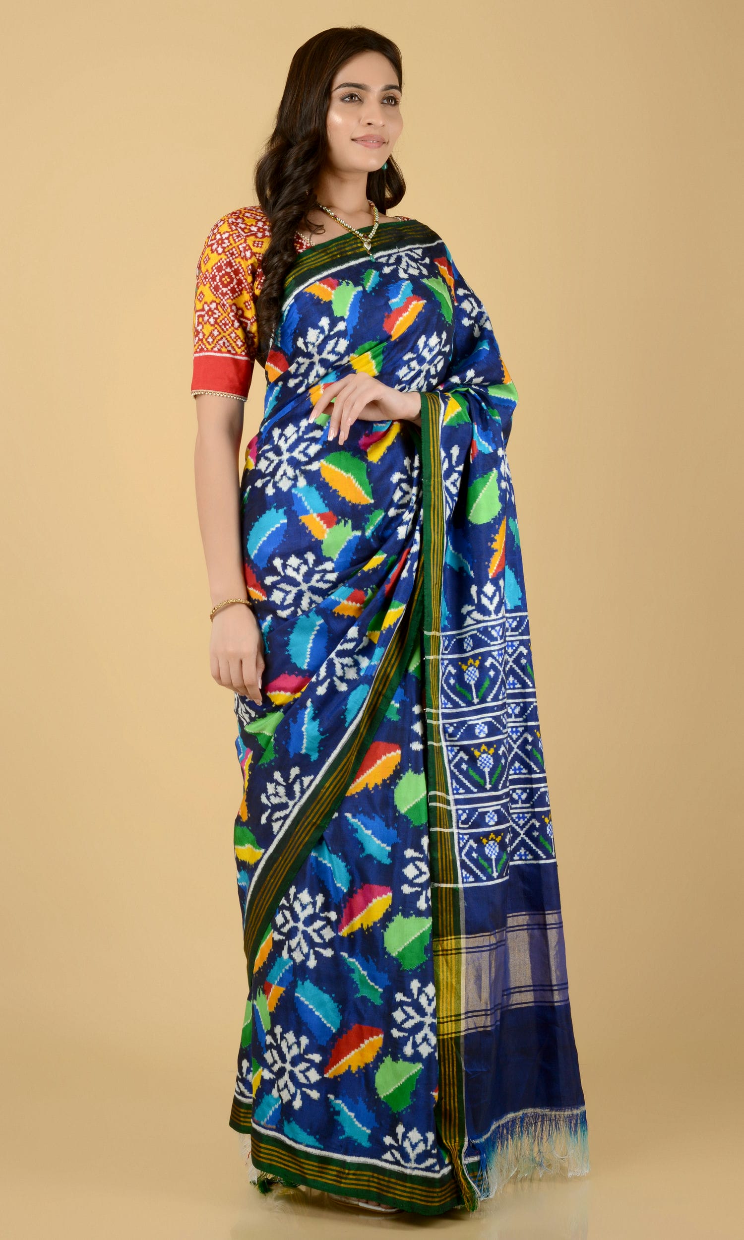 Double Ikat Patola Saree Leaf Jaal