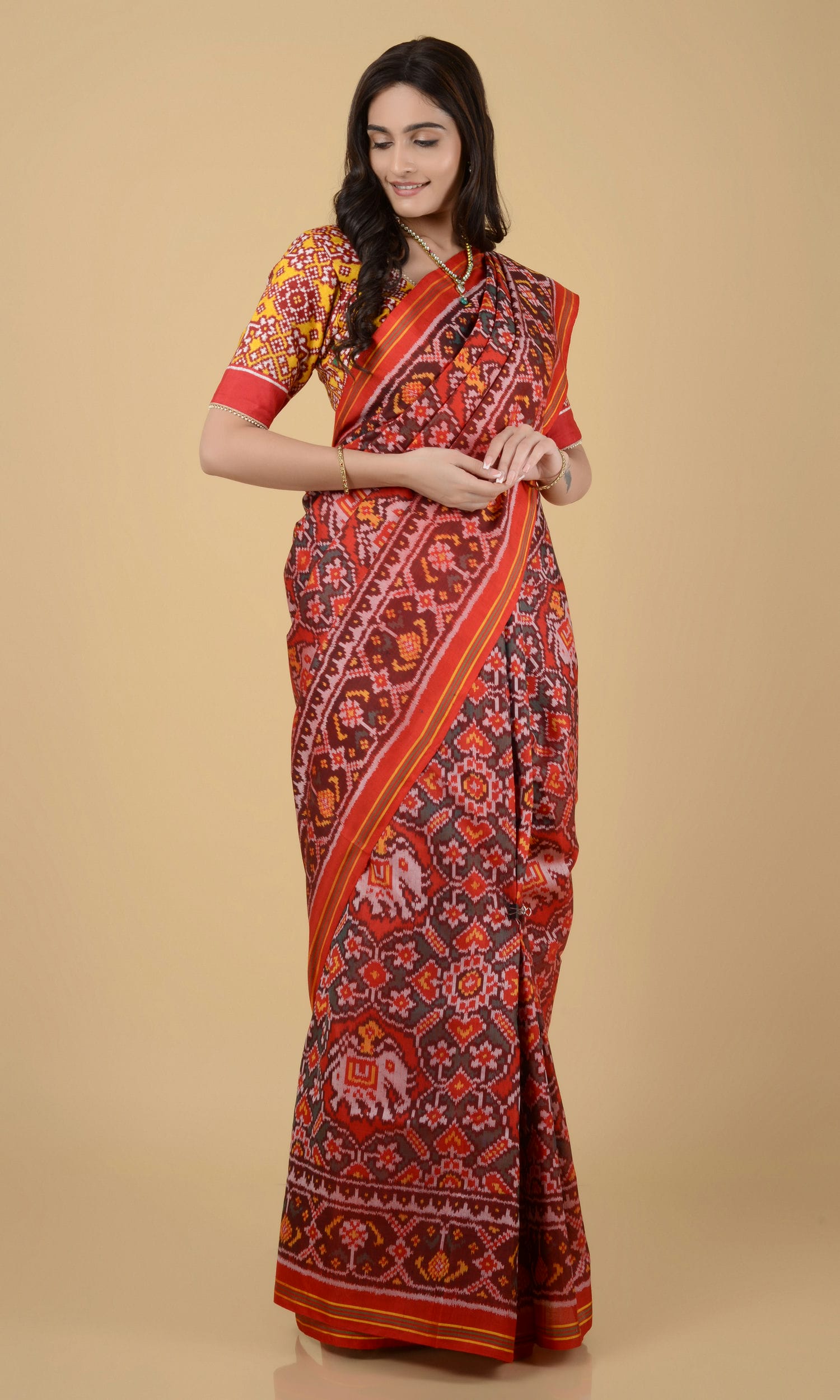 Single Ikat Patola Saree Manekchowk Hathi Ambari