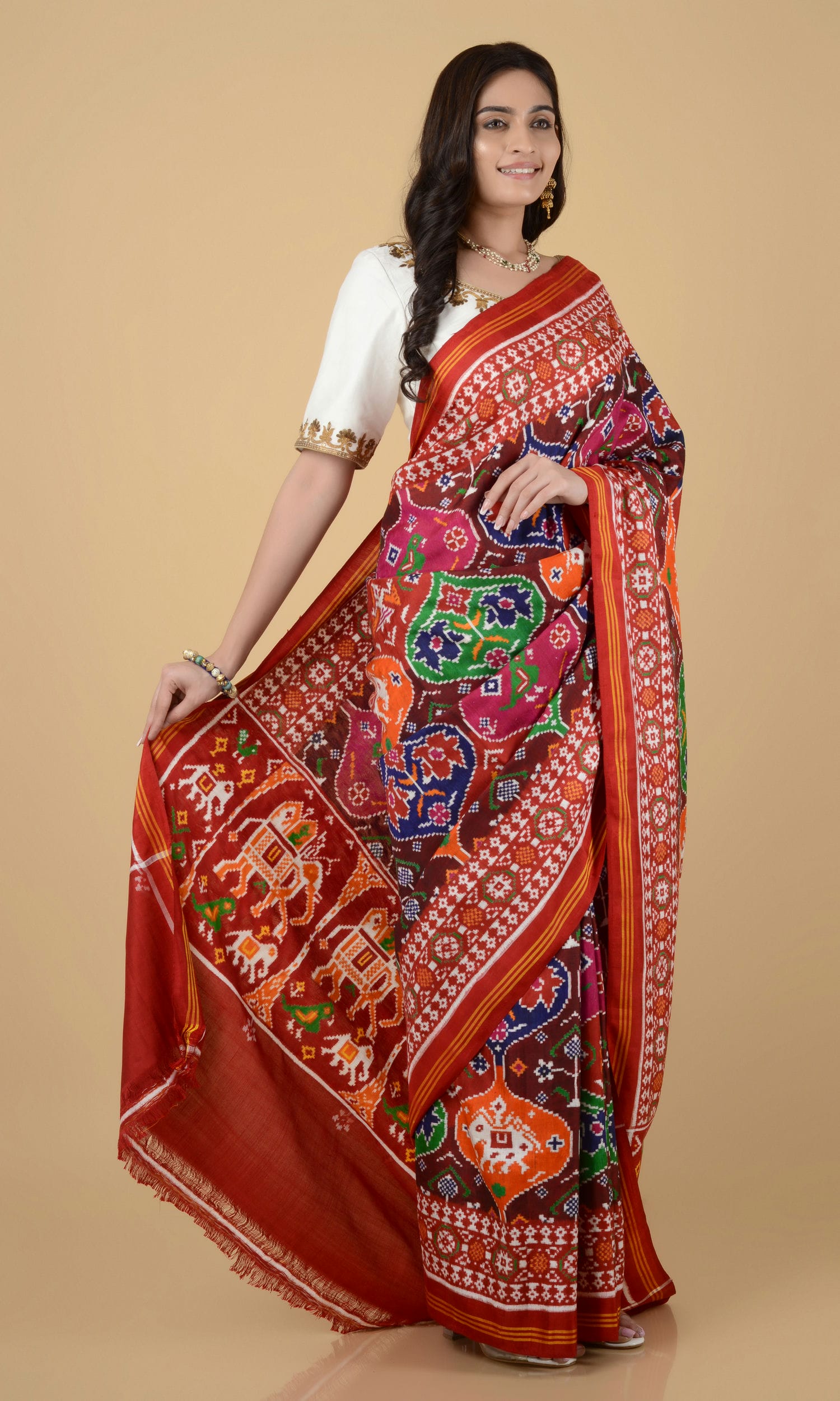 Double Ikat Patola Saree Multi Color & Figures