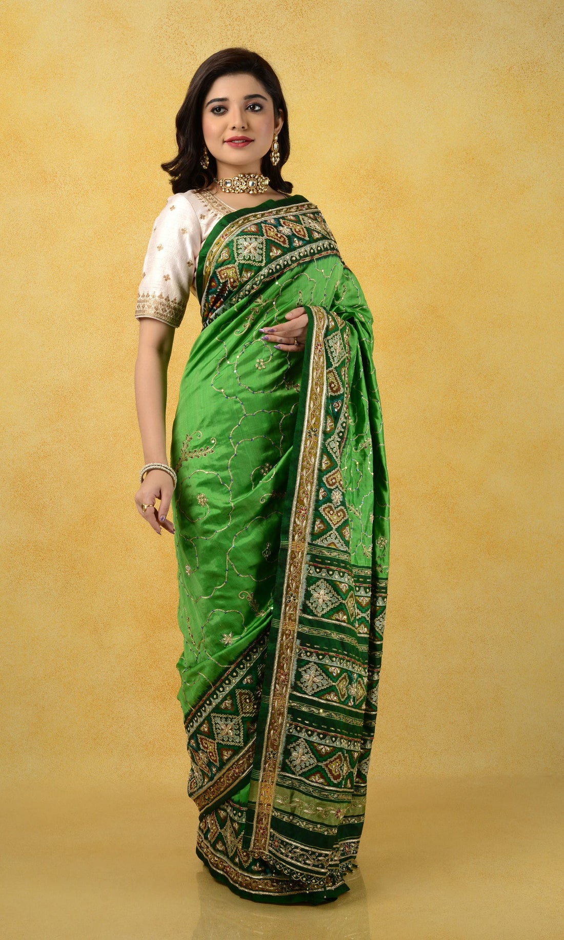 Single Ikat Patola Saree Zardoshi Work