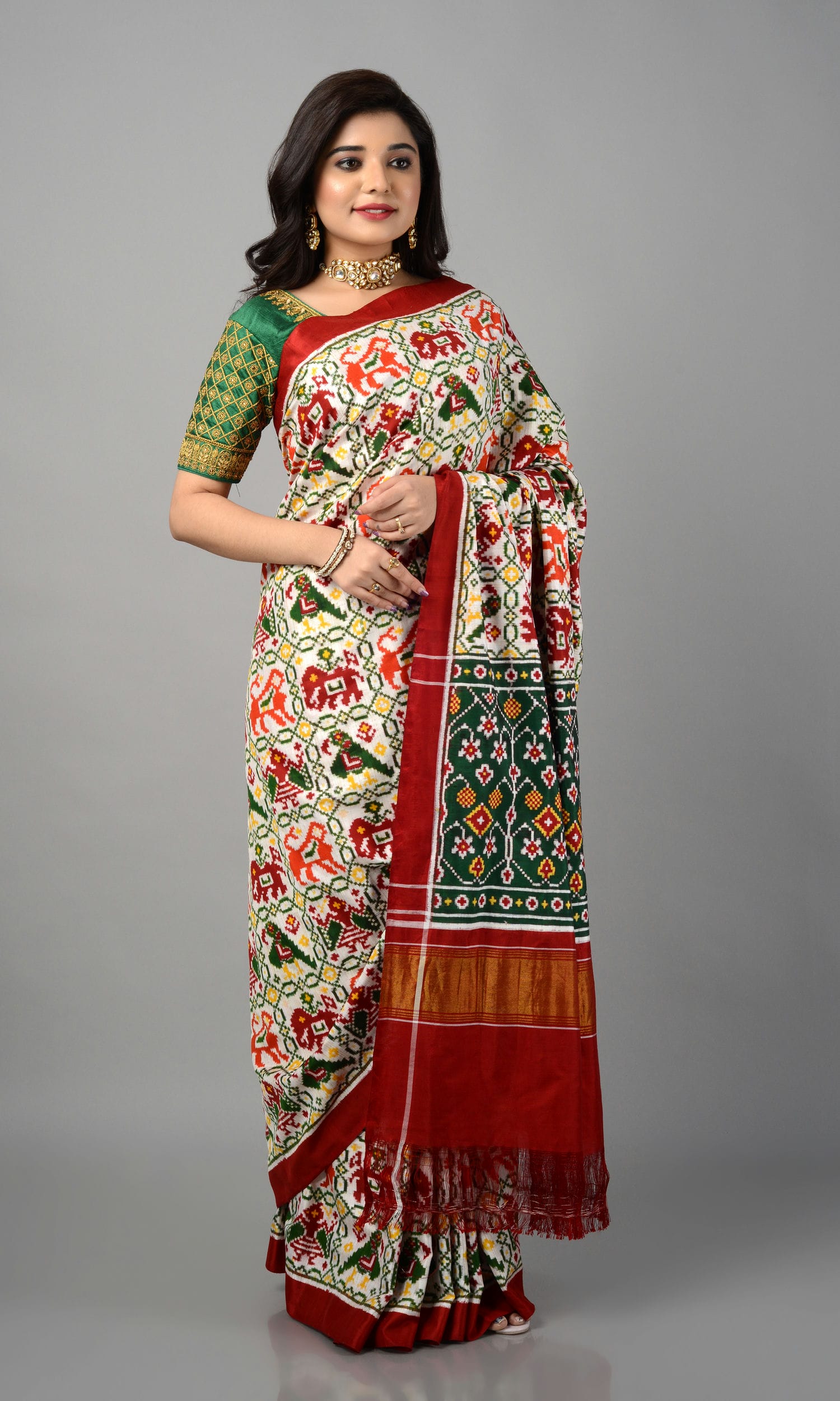 Double Ikat Patola Saree Nari Kunj Natural Dye Patola