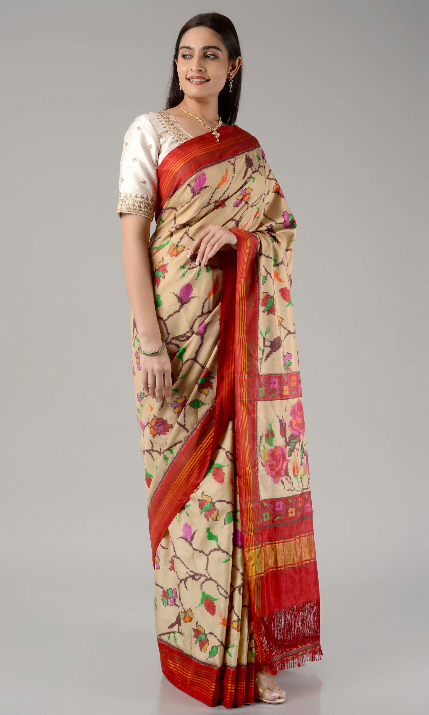 Double Ikat Patola Saree Parrot Jaal