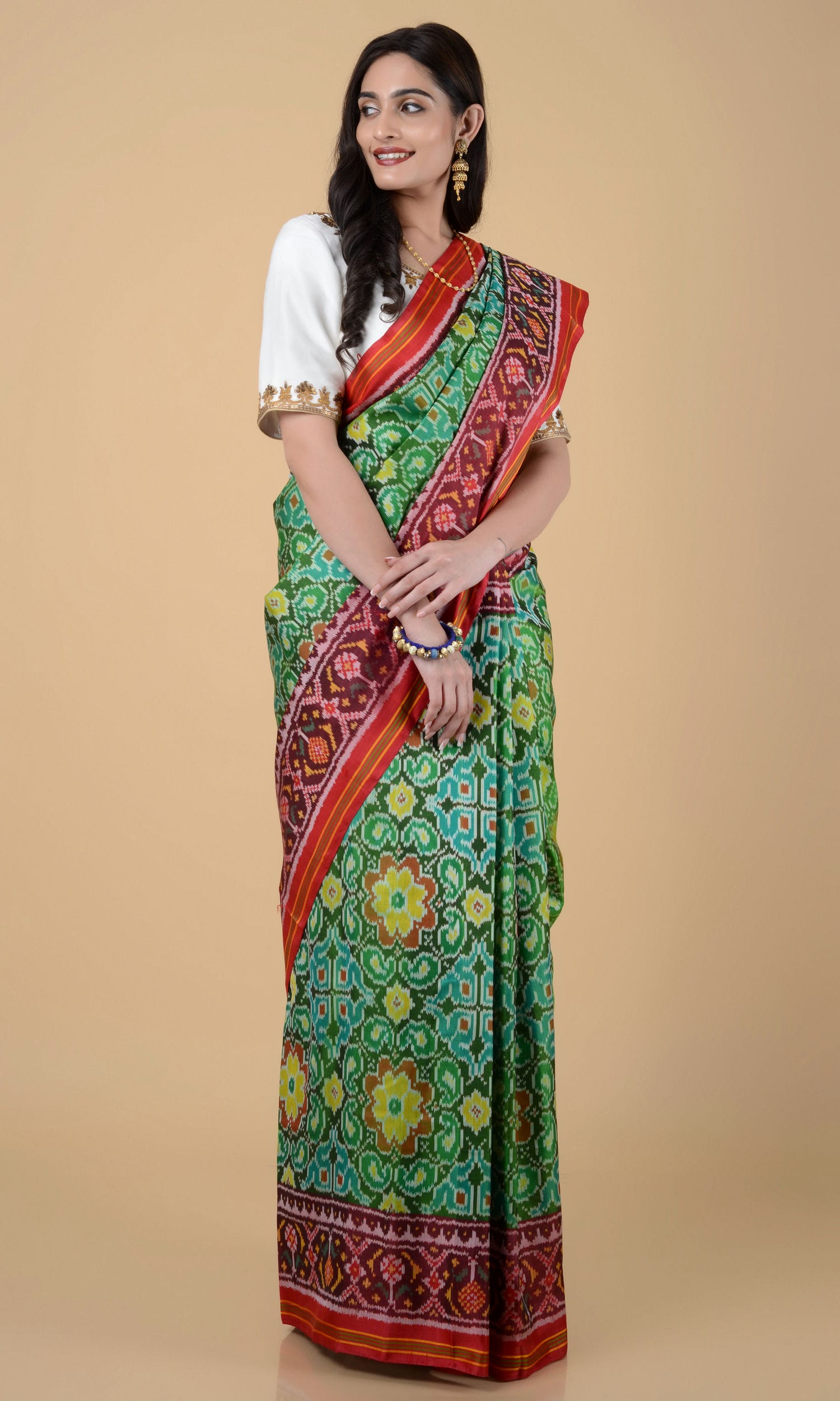 Single Ikat Patola Saree Mango Flower