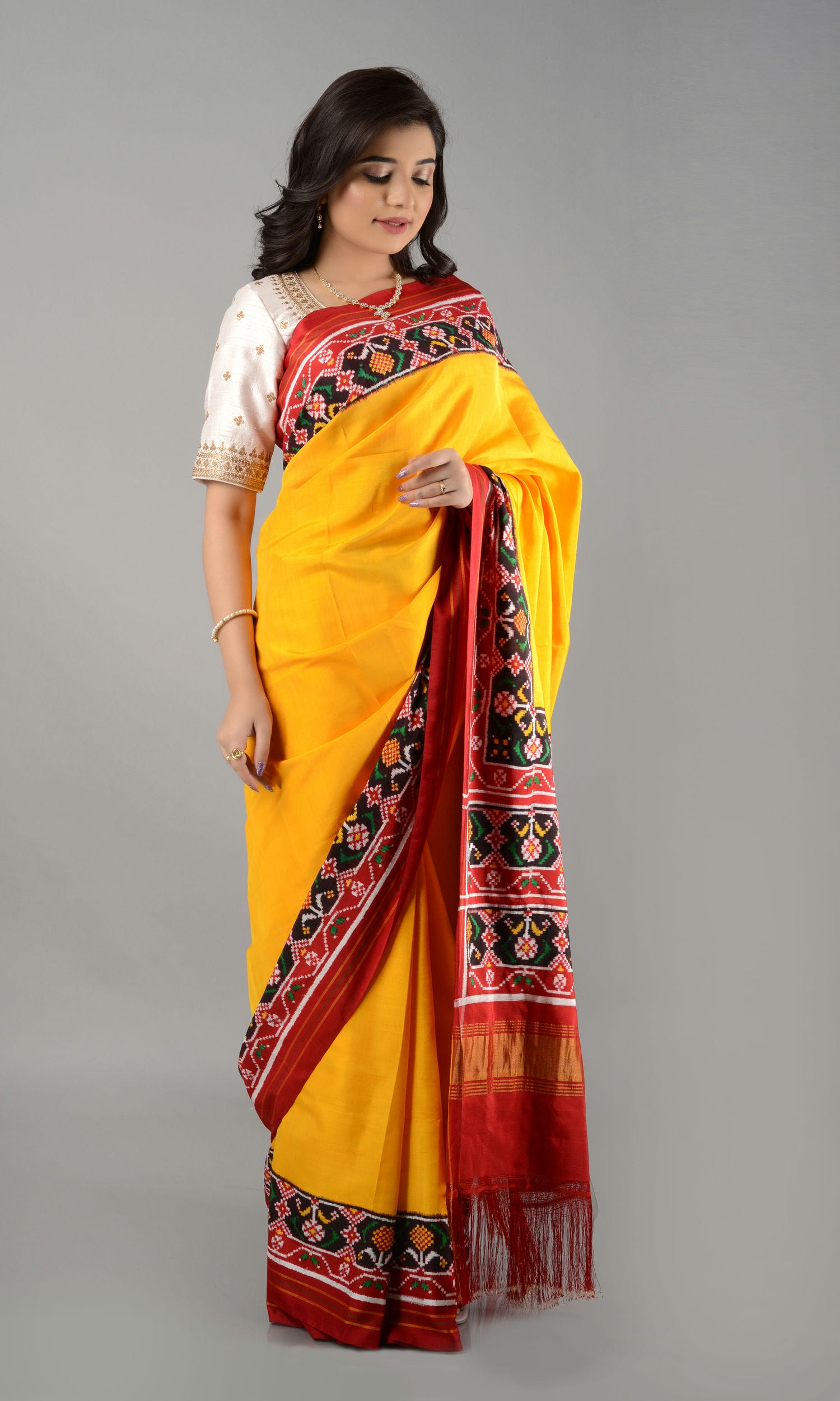 Double Ikat Patola Saree Gala Border