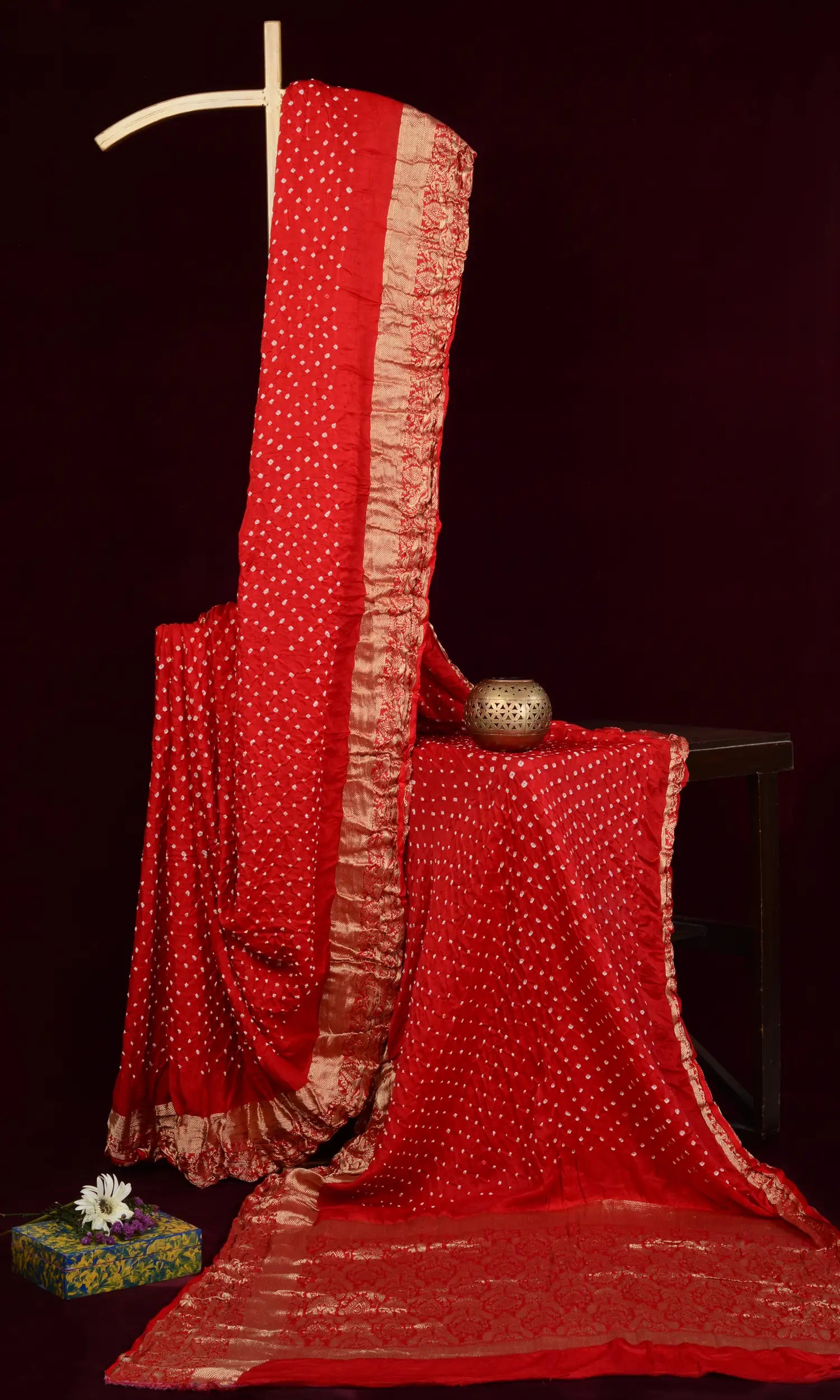 Gaji Kanjiwaram Bandhani Saree