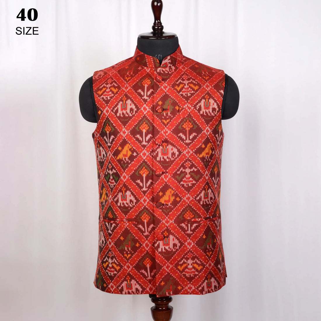 Nehru Jacket Single Ikat Patola