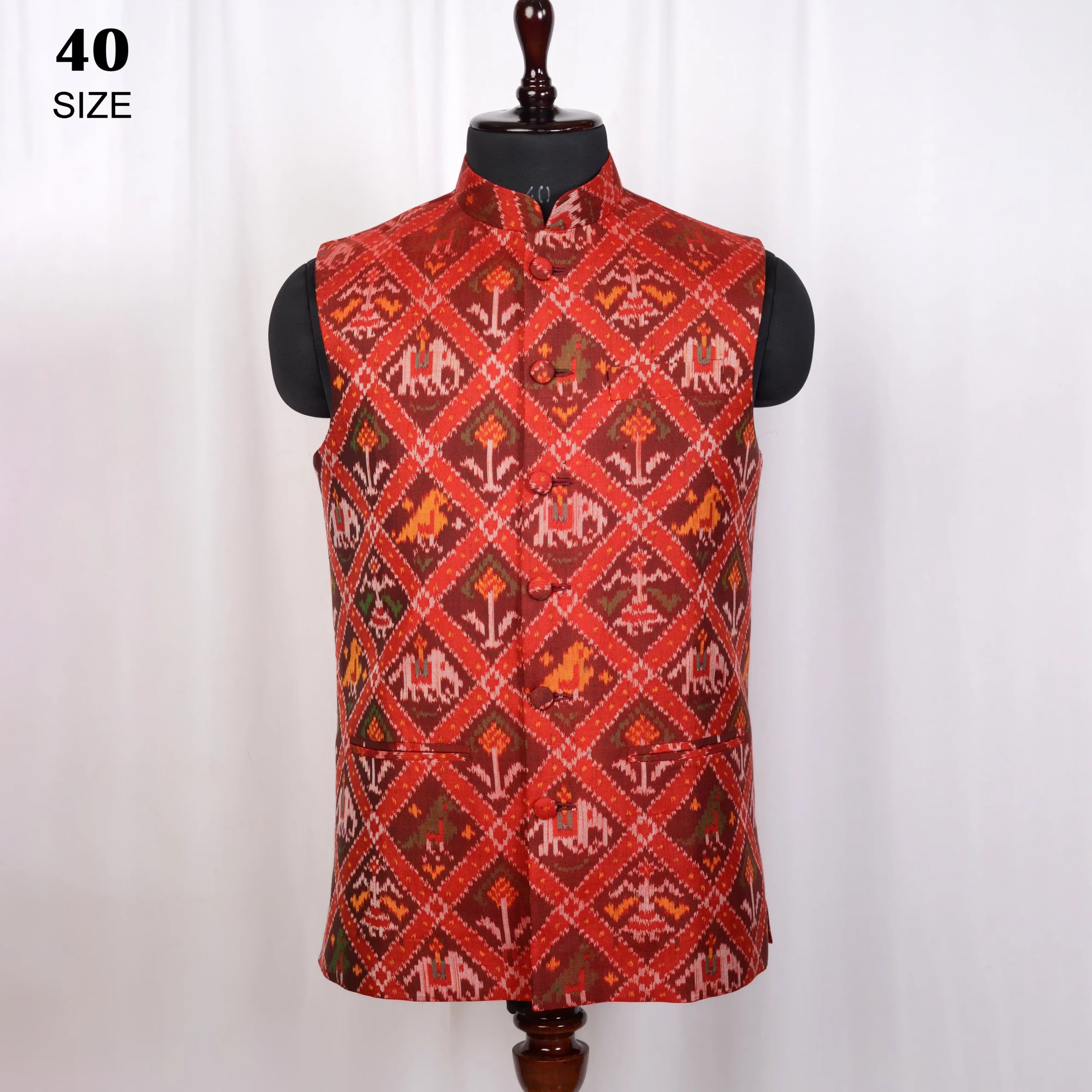 Nehru Jacket Single Ikat Patola