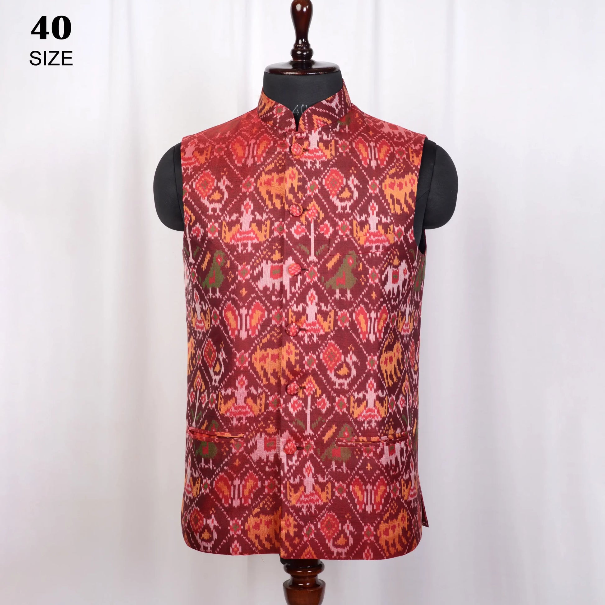 Nehru Jacket Single Ikat Patola