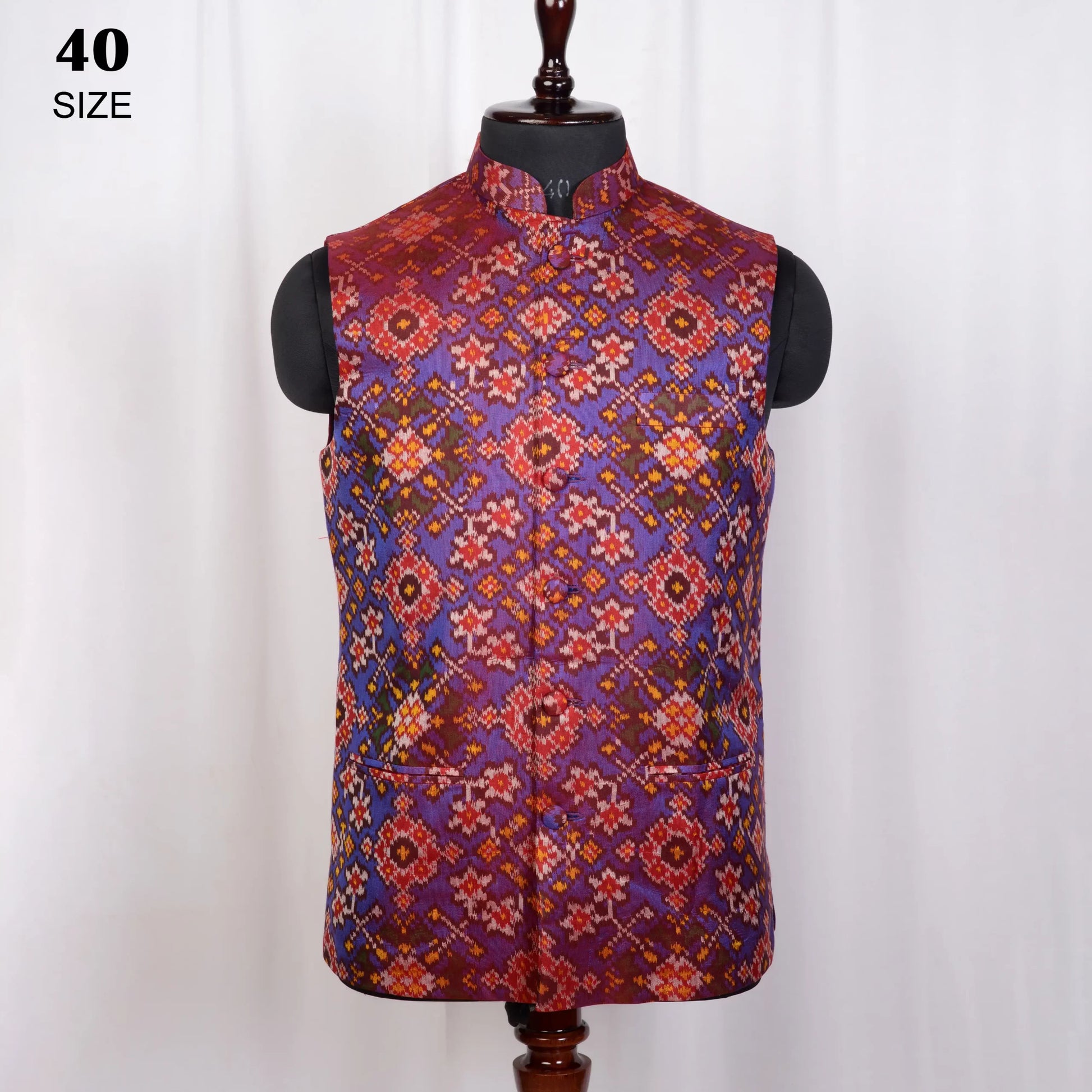 Nehru Jacket Single Ikat Patola