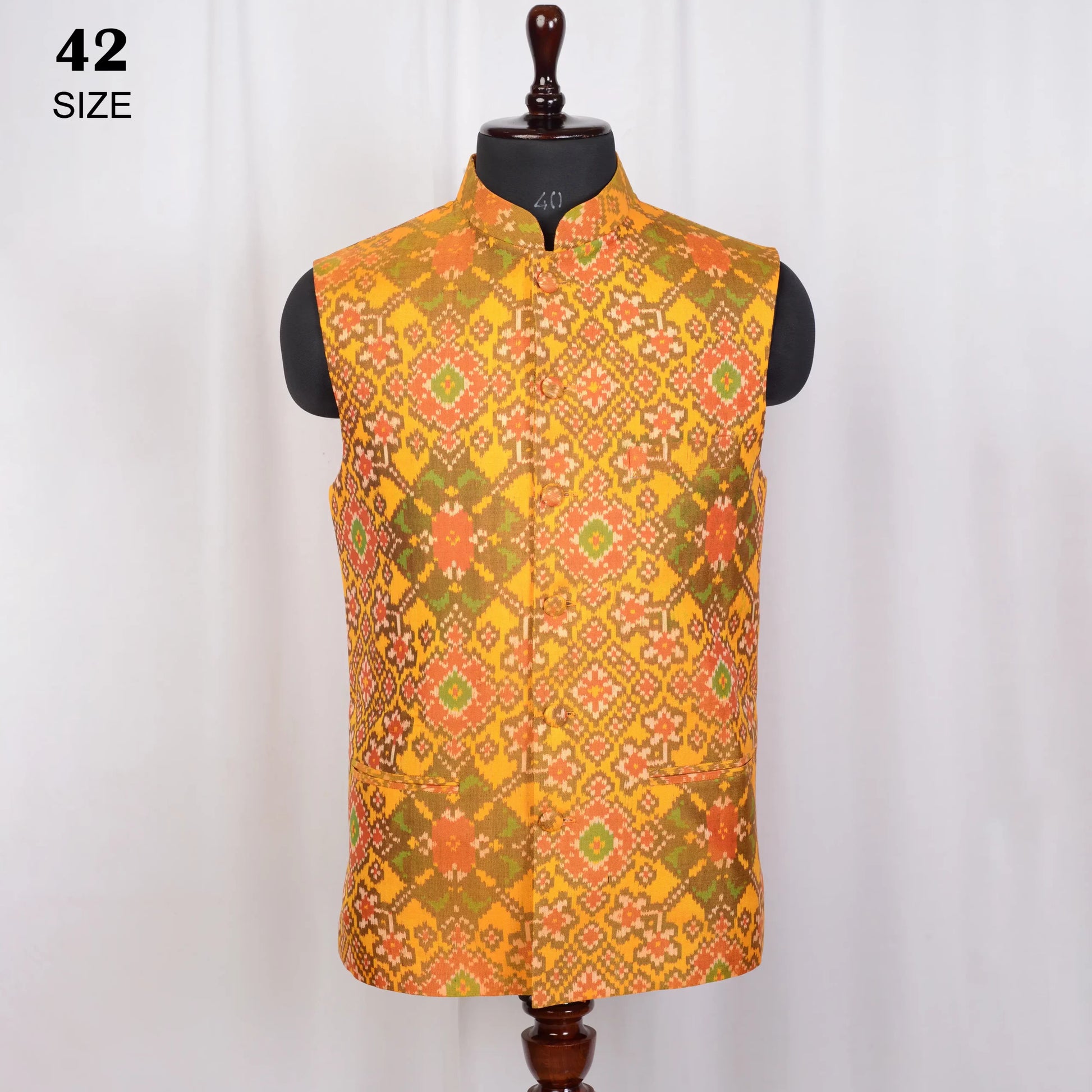 Nehru Jacket Single Ikat Patola