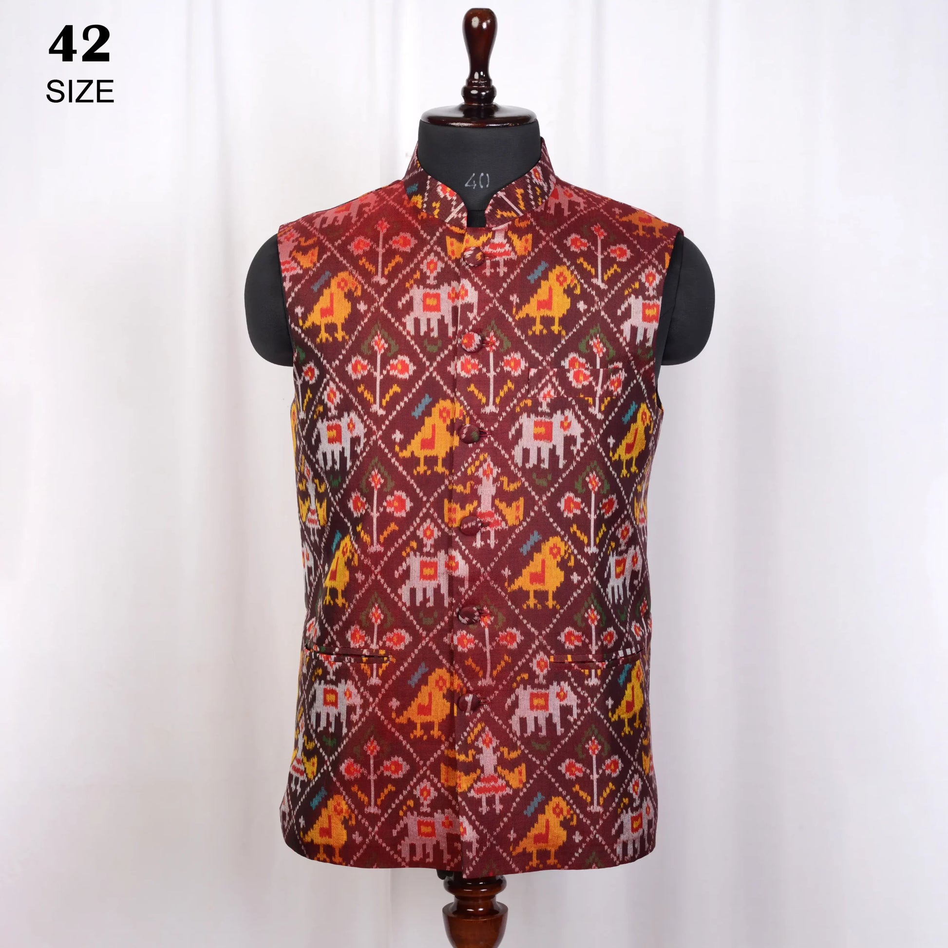 Nehru Jacket Single Ikat Patola