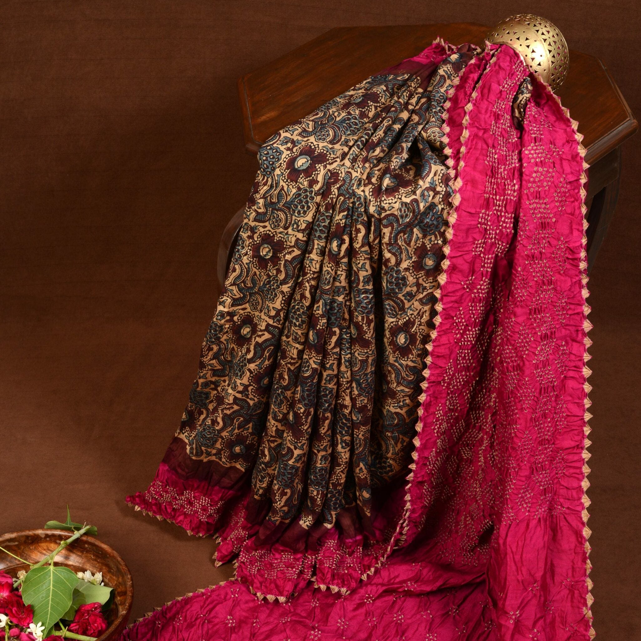 Ajrakh Bandhani Saree