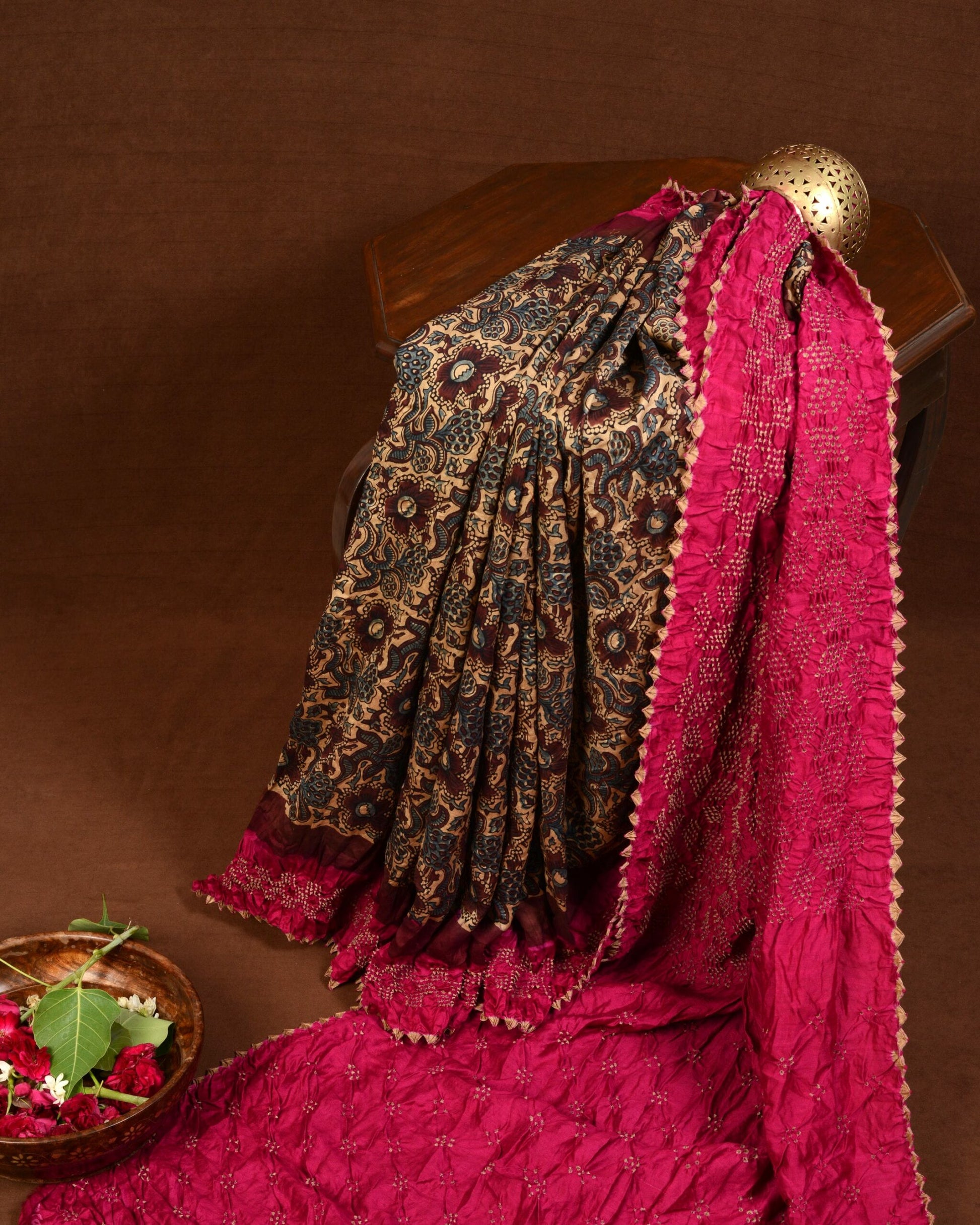 Ajrakh Bandhani Saree