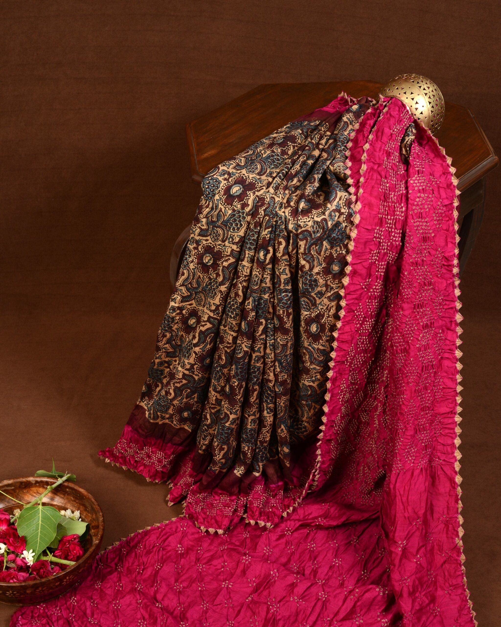 Ajrakh Bandhani Saree