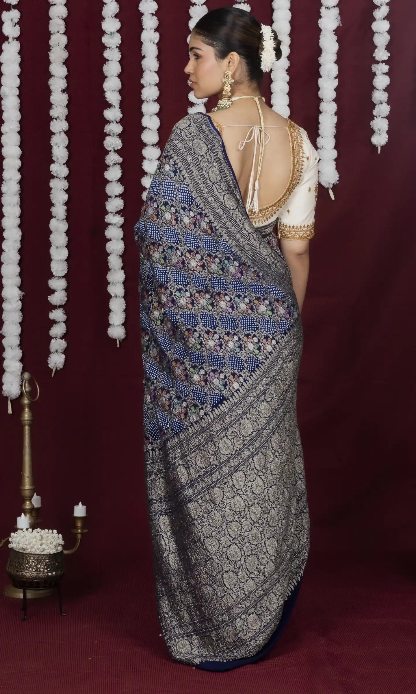 Kadva weave with Bandhani Saree