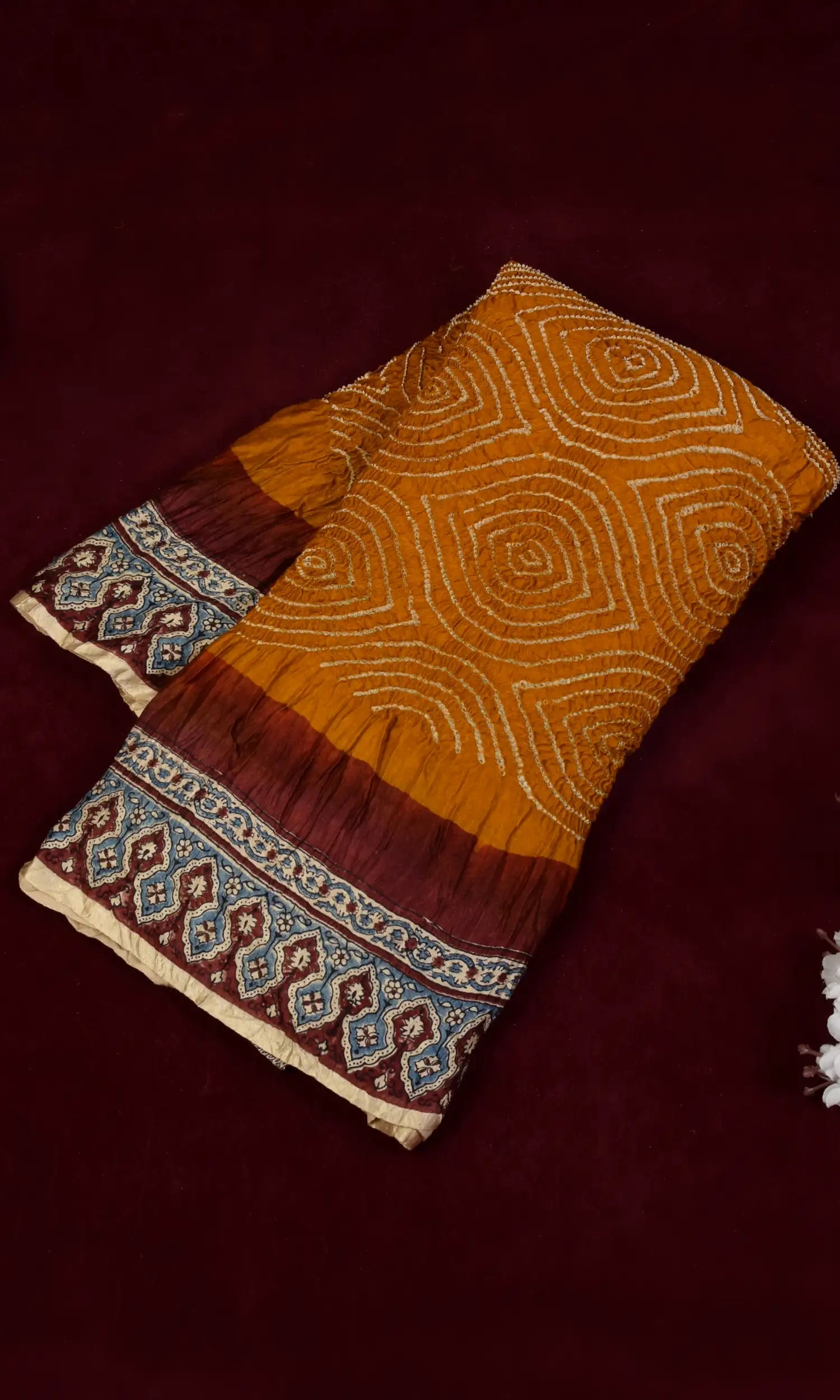 Ajrakh Bandhani Saree
