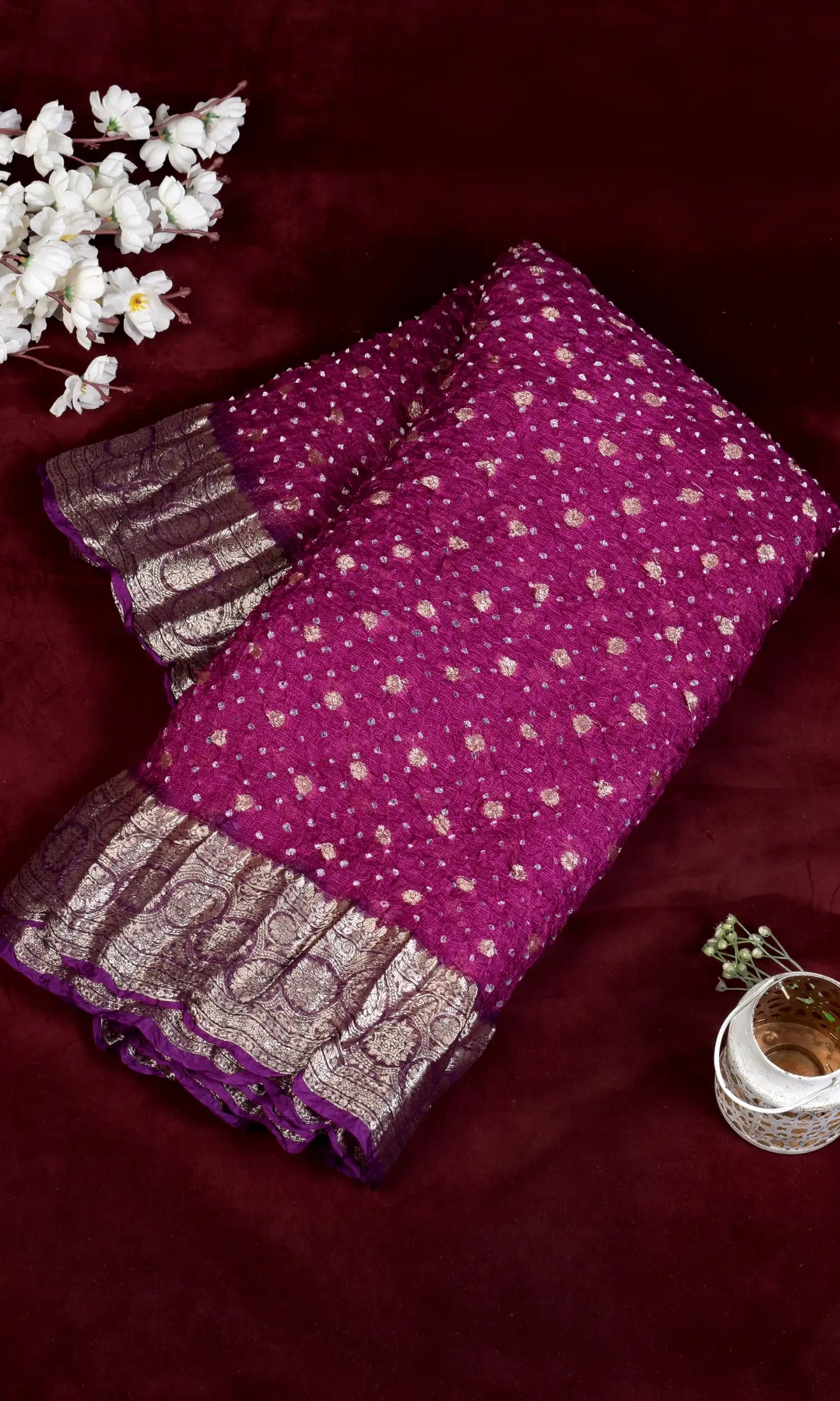 Kota Doriya Banarasi Weave Bandhani Saree