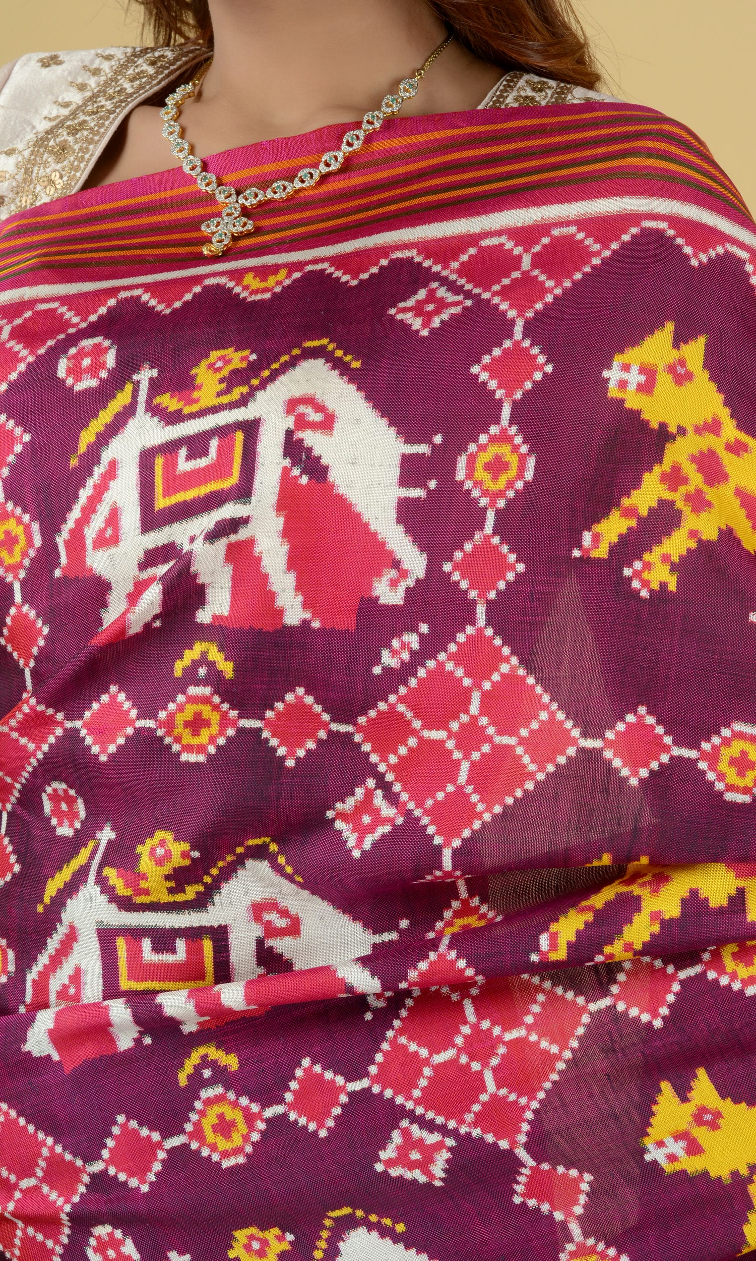 Double Ikat Patola Saree Elephant Tiger