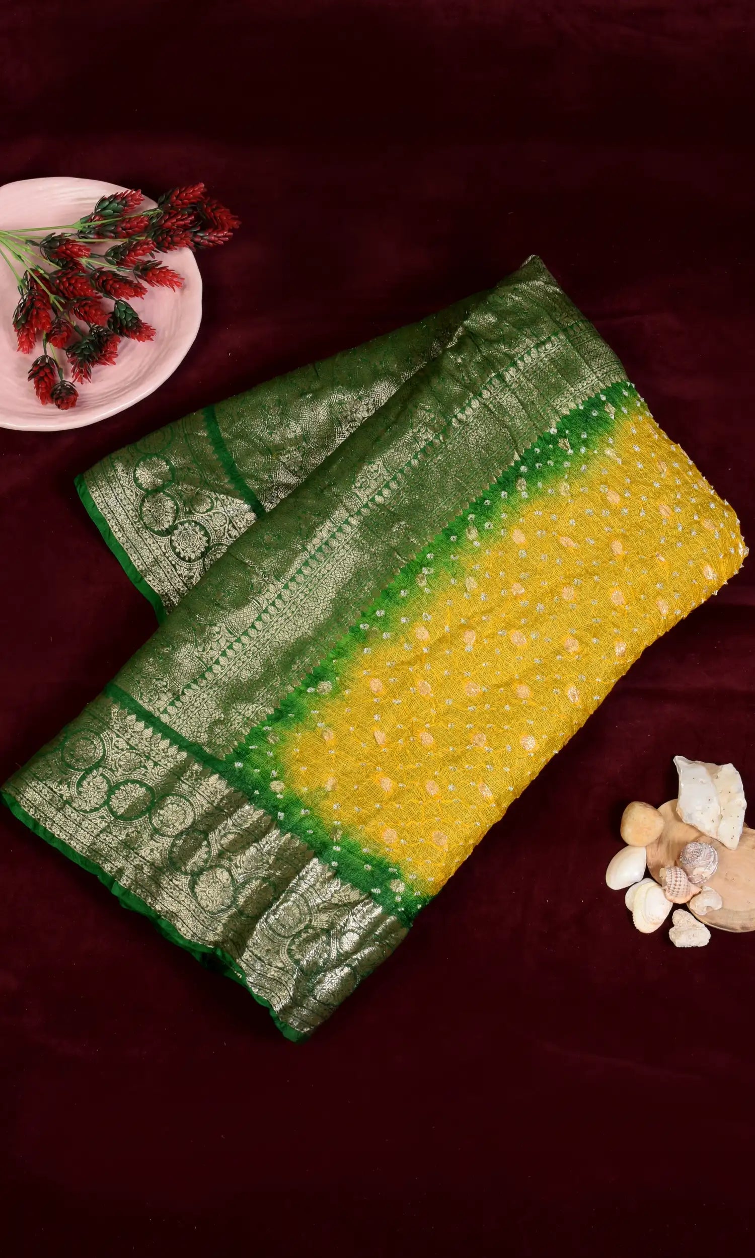 Kota Doriya Banarasi Weave Bandhani Saree