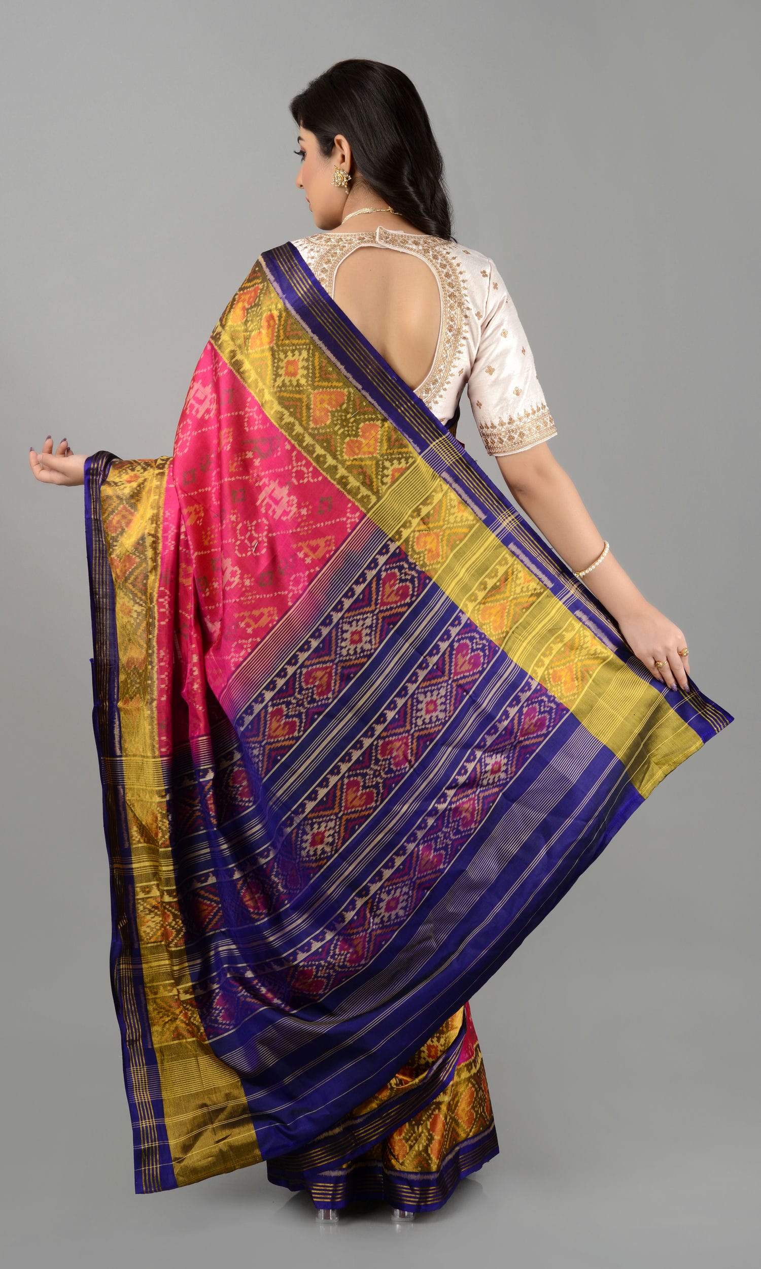Rajkoti Patola Saree Elephant Parrot Laheriya
