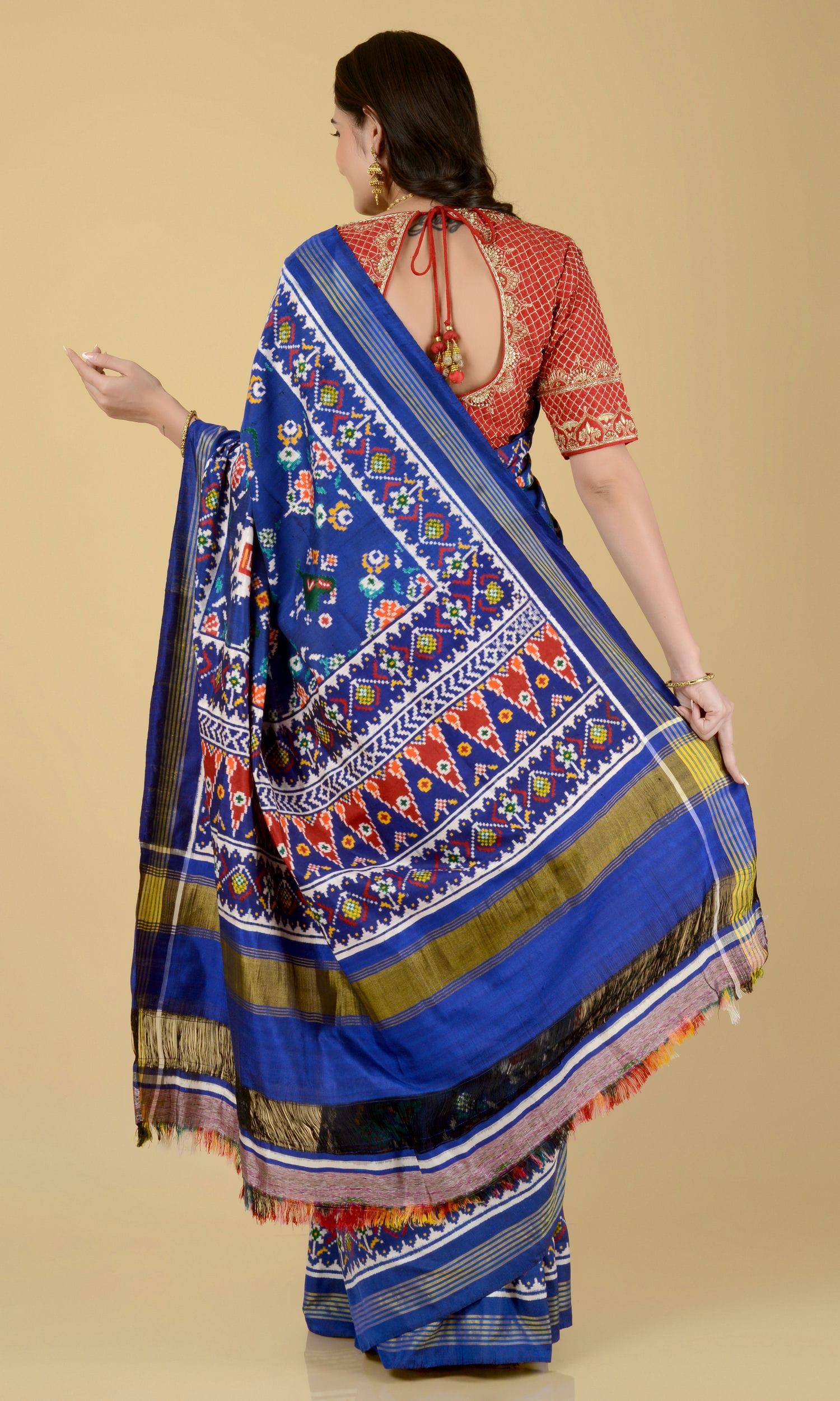 Double Ikat Patola Saree Nari Kunj Flower