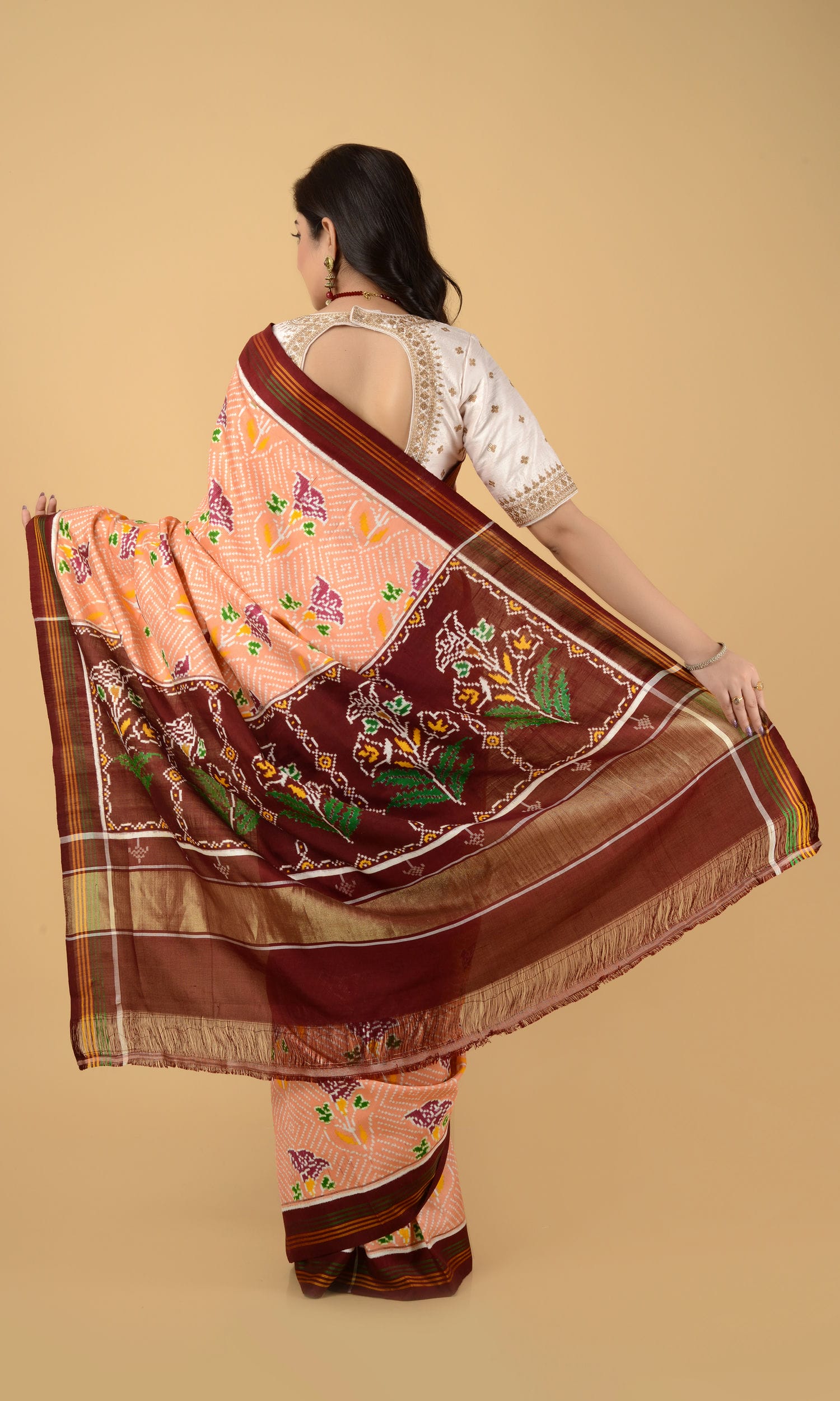 Double Ikat Patola Saree Flower Motifs