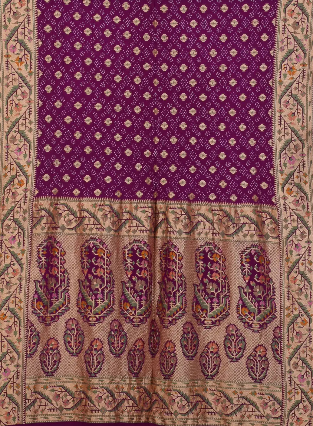 Banarasi Weave Parsi Jaal Bandhani Saree