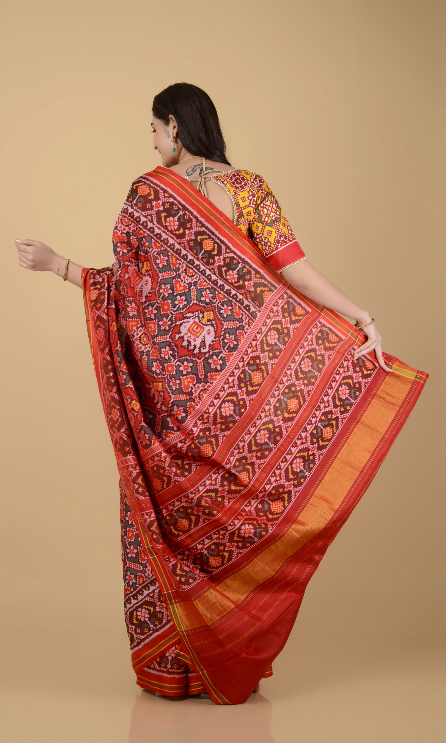 Single Ikat Patola Saree Manekchowk Hathi Ambari