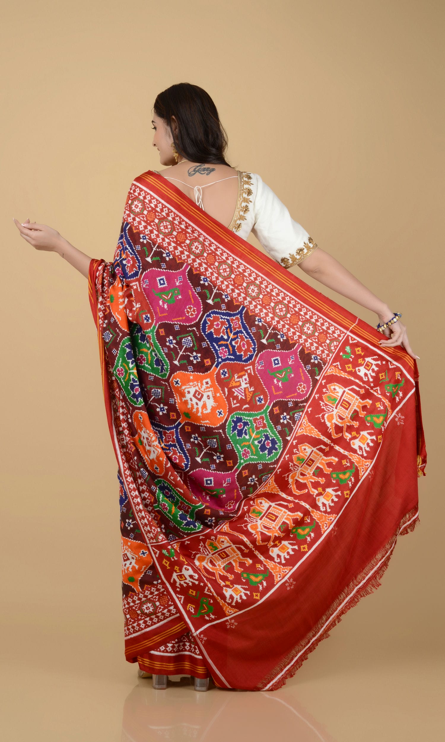 Double Ikat Patola Saree Multi Color & Figures