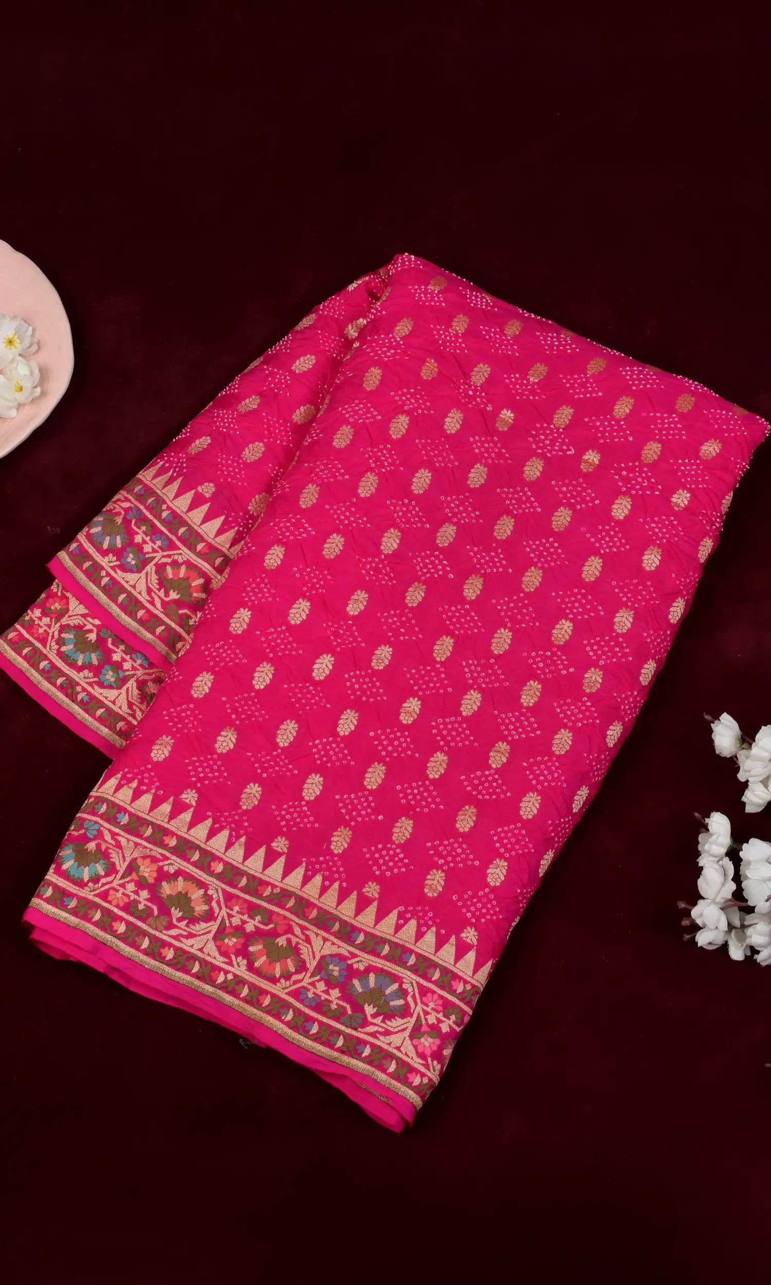 Parsi Jaal Bandhani Saree