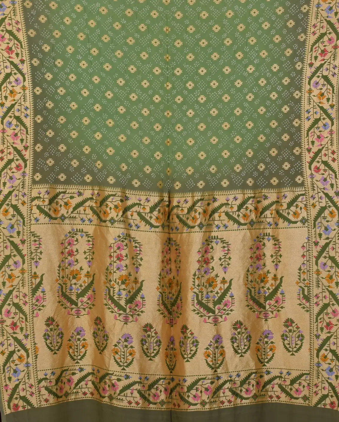 Banarasi Weave Parsi Jaal Bandhani Saree