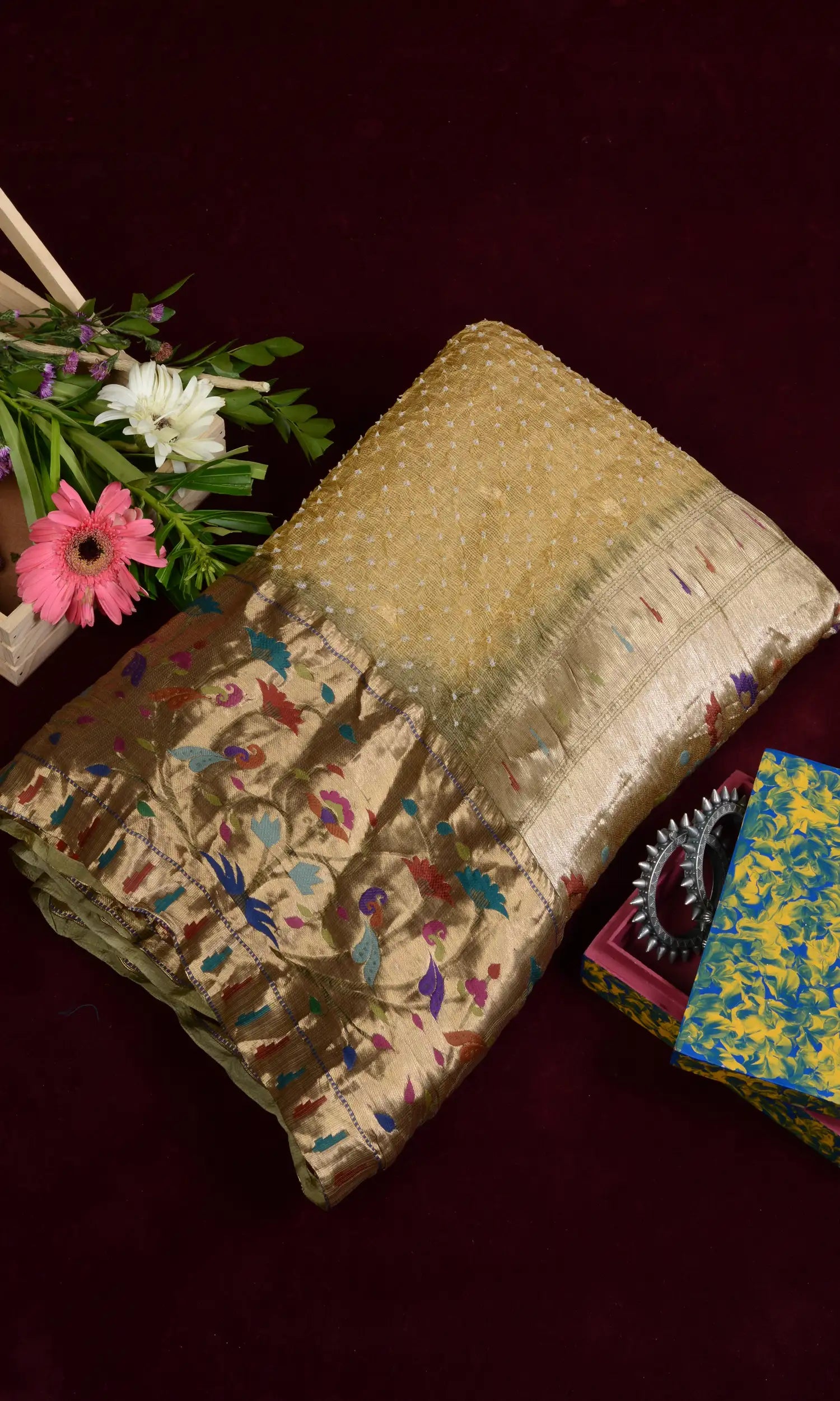 Kota Doriya Paithani Weave Bandhani Saree