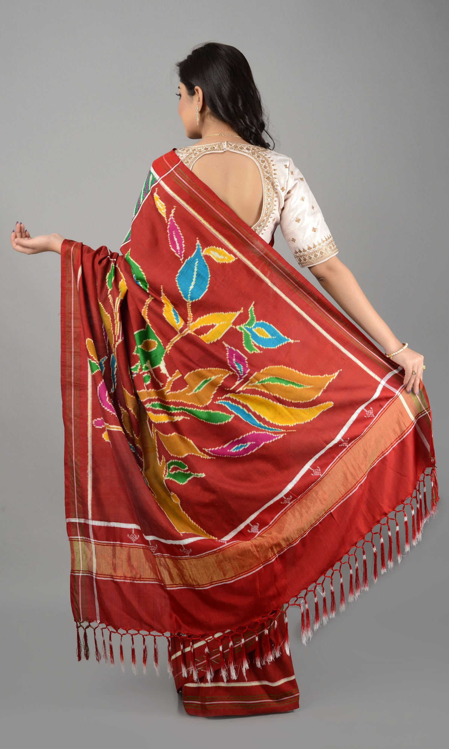 Double Ikat Patola Saree Parrot Scut Laheriya