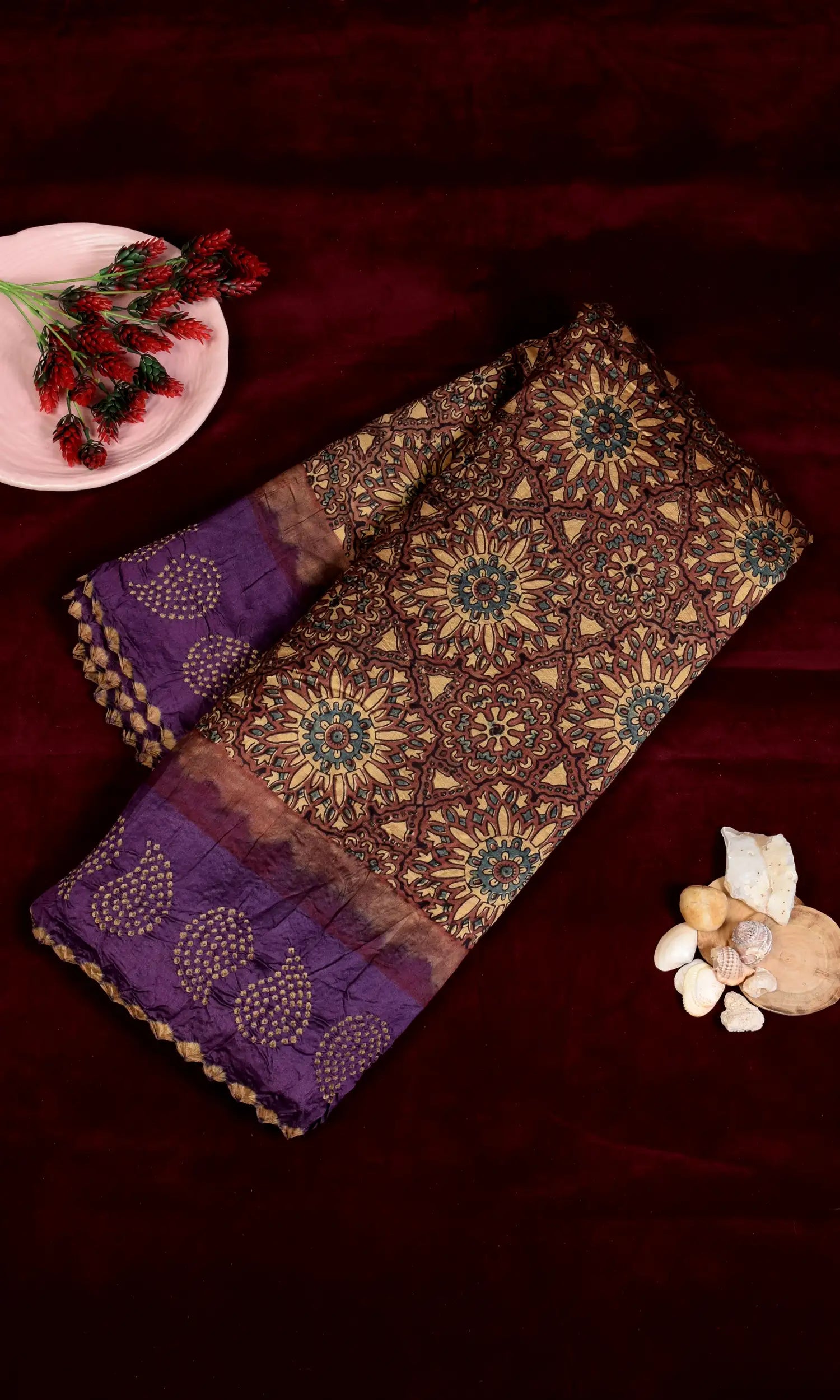 Ajrakh Bandhani Saree