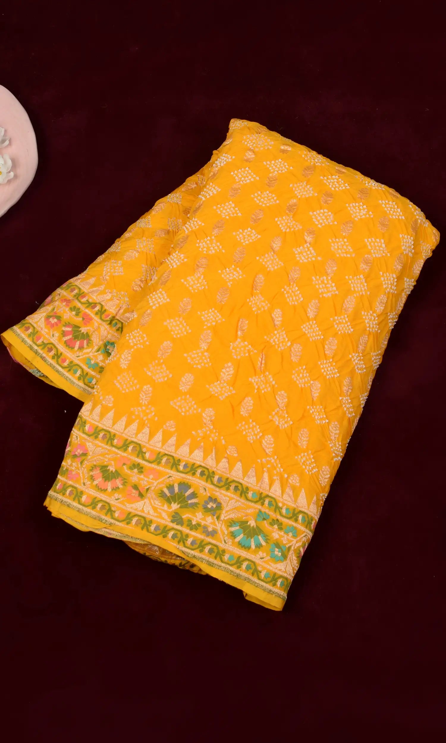 Banarasi Weave Parsi Jaal Bandhani Saree