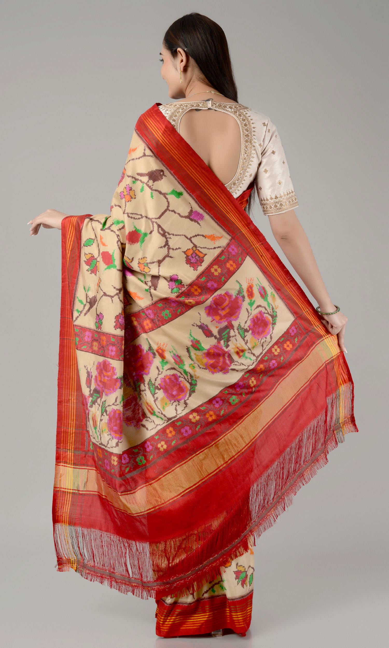 Double Ikat Patola Saree Parrot Jaal