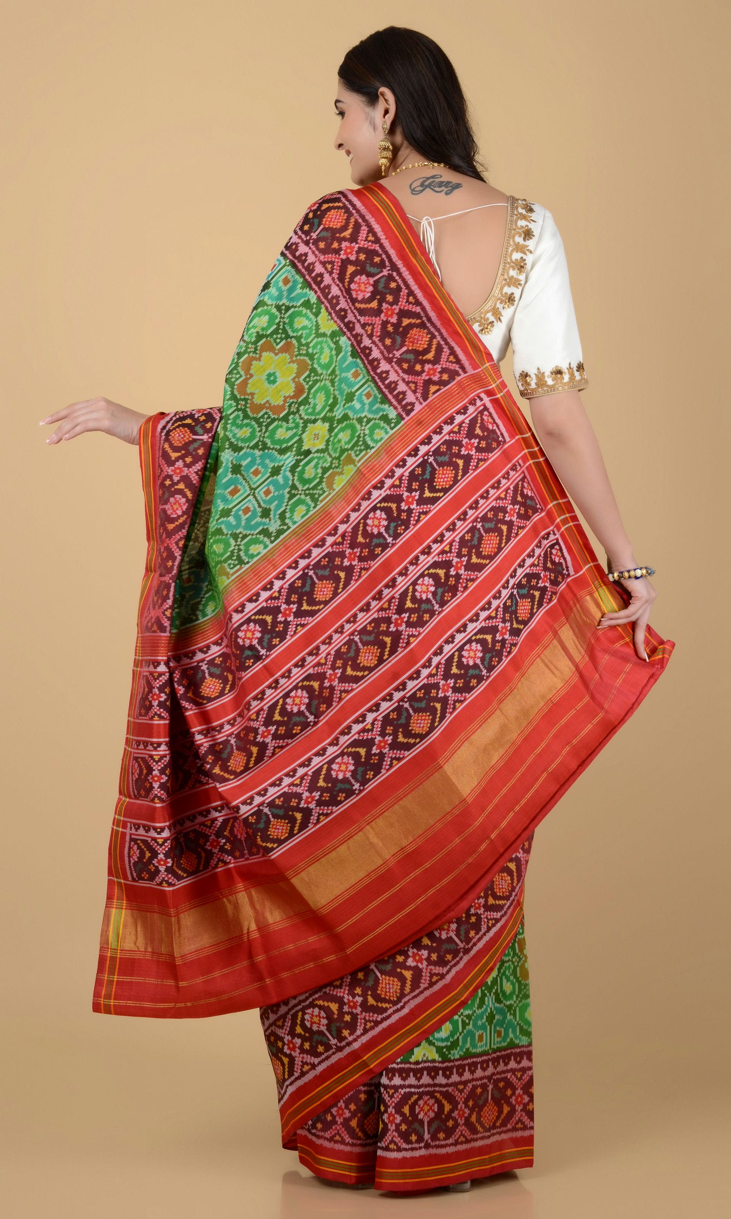 Single Ikat Patola Saree Mango Flower