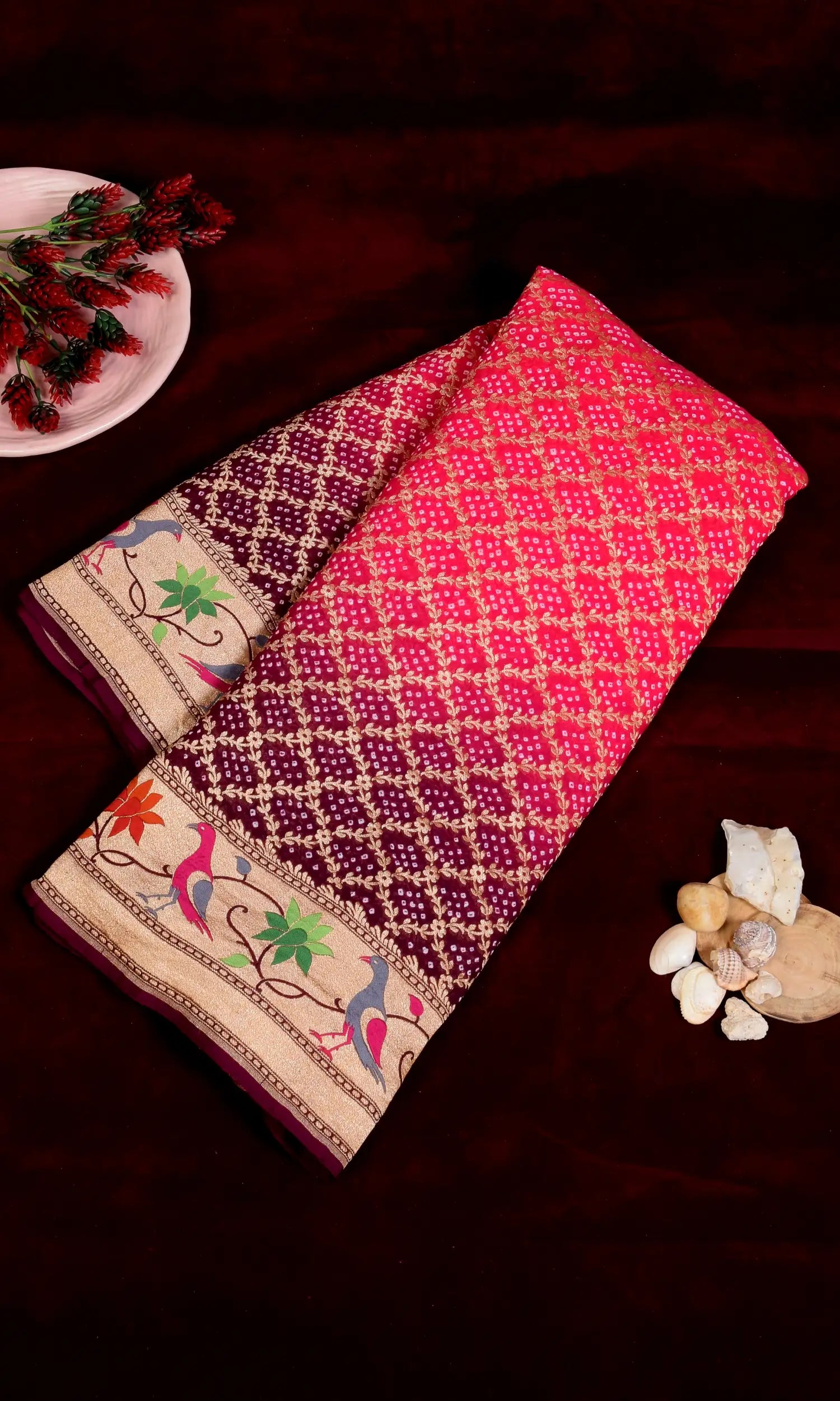 Banarasi Patola Weave Bandhani Saree