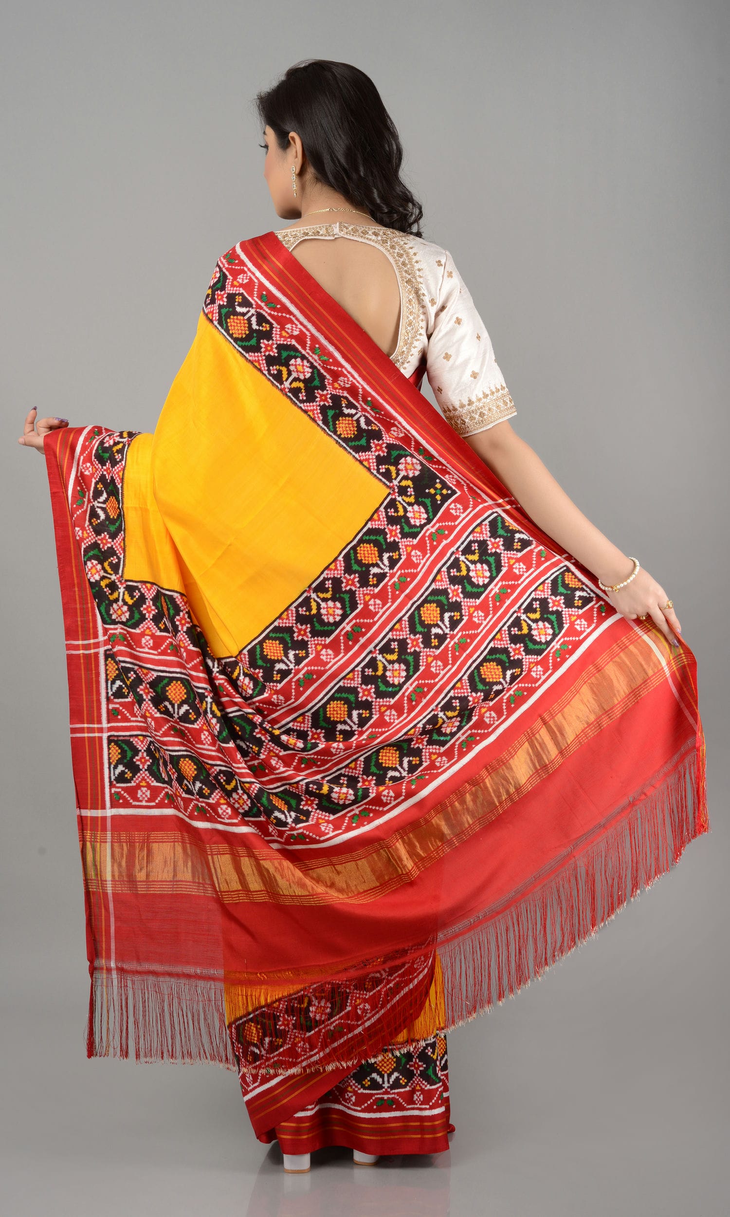 Double Ikat Patola Saree Gala Border