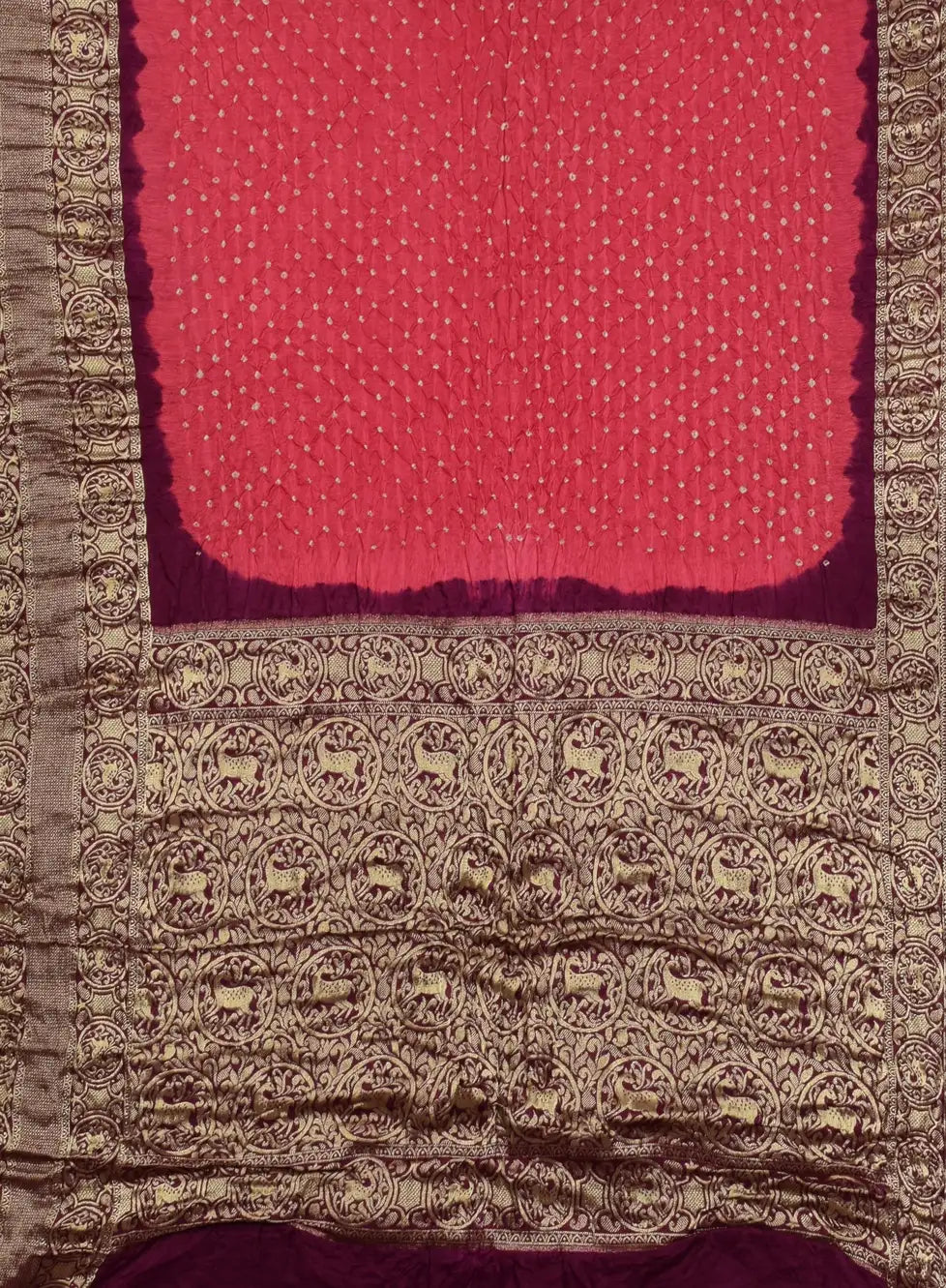 Gaji Kanjiwaram Bandhani Saree