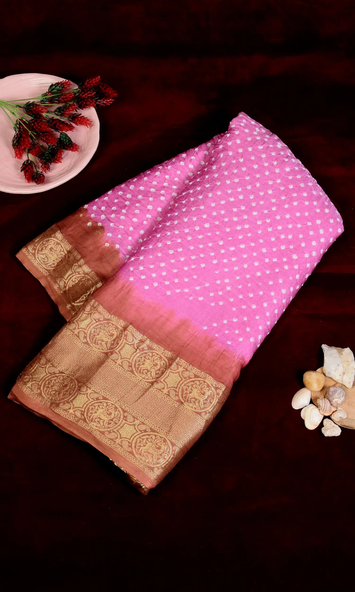 Gaji Kanjiwaram Bandhani Saree